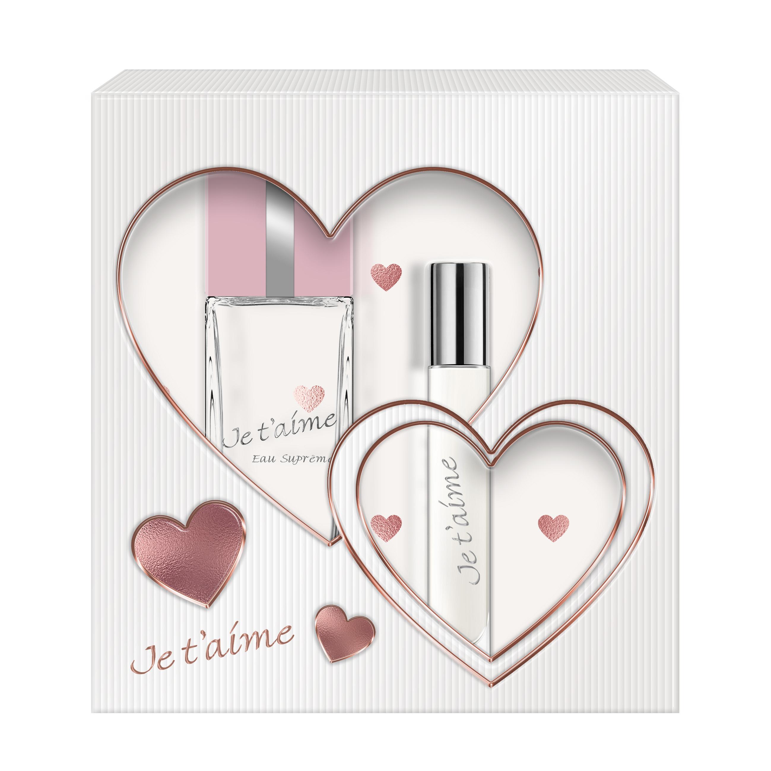 JE T'AIME Coffret eau suprême 1 eau de toilette 100ml+1 vaporisateur de sac 10ml 1 coffret de 2 pièces
