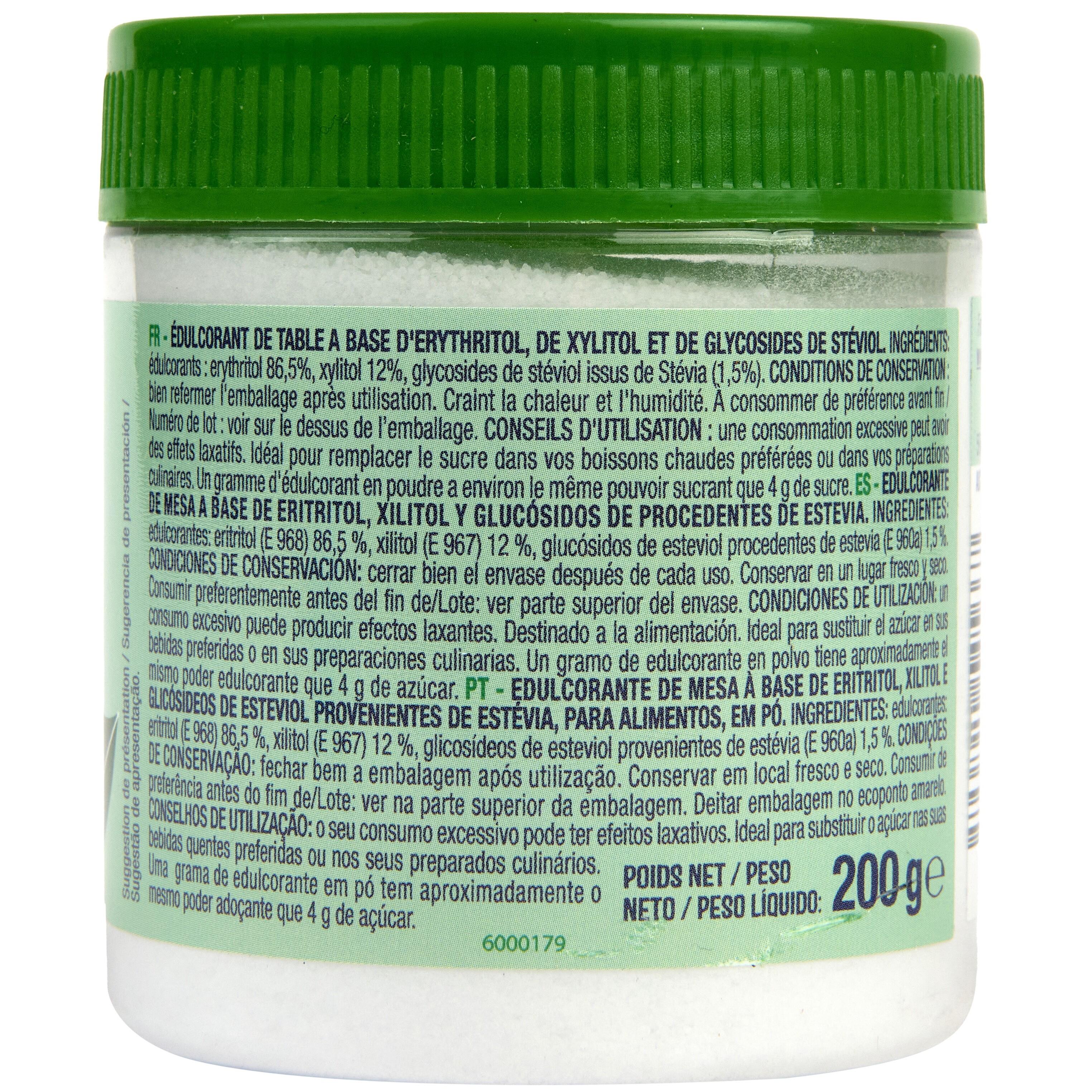 Voir la diapositive 4 : AUCHAN Édulcorant à base d'extrait de stévia 200g