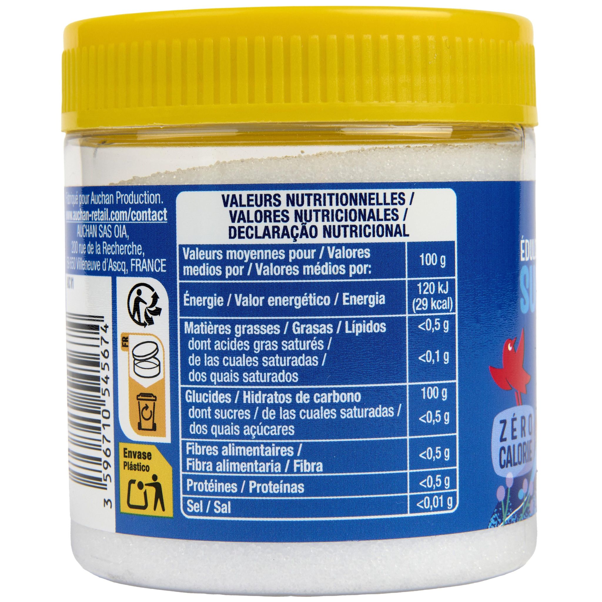 Voir la diapositive 3 : AUCHAN Édulcorant à base de sucralose 200g