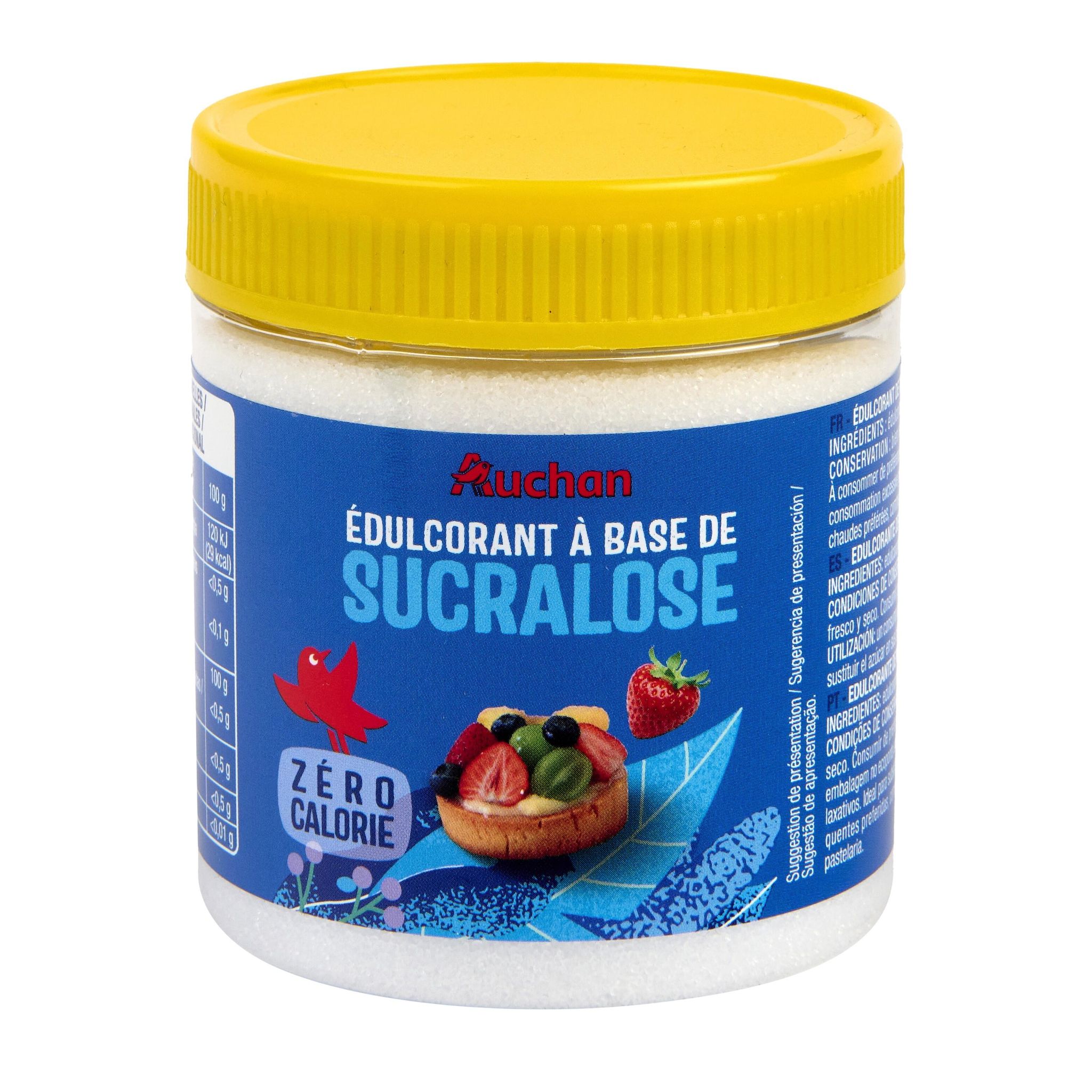 Voir la diapositive 4 : AUCHAN Édulcorant à base de sucralose 200g