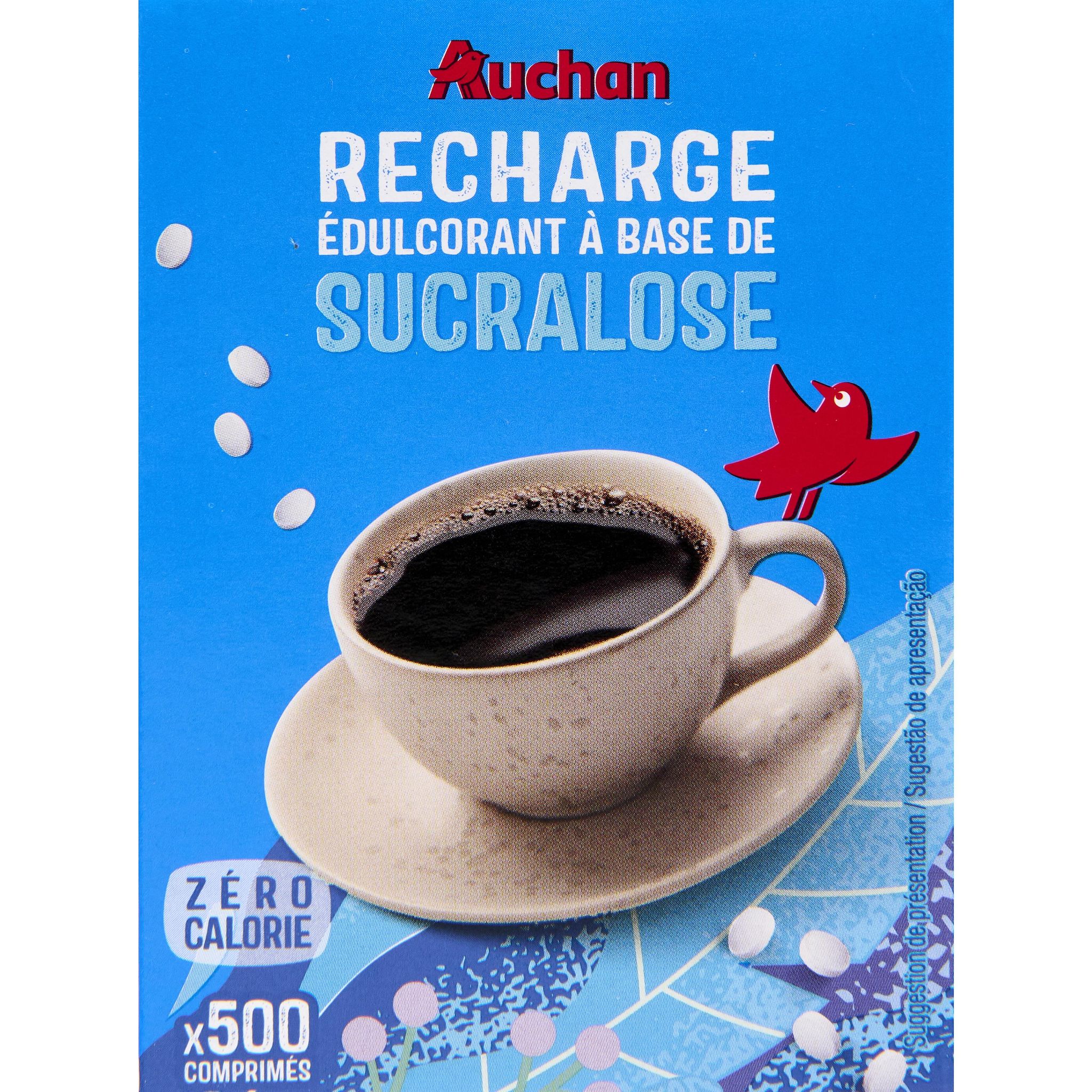 AUCHAN Recharge d'édulcorant à base de sucralose 500 comprimés 32g