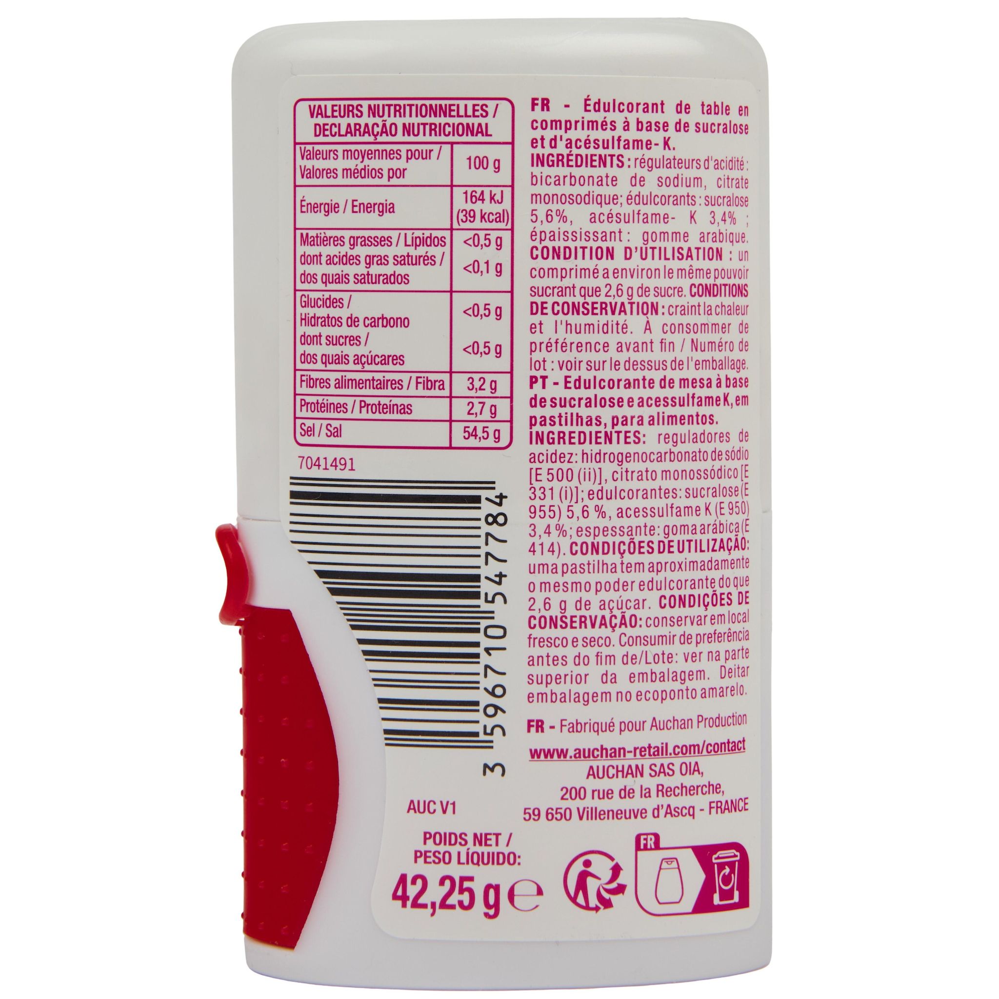 Voir la diapositive 2 : POUCE Édulcorant à base de sucralose et d'acésulfame-k 650 comprimés 42g