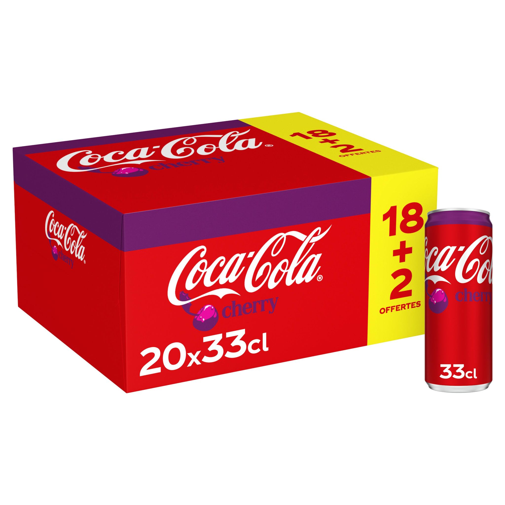 COCA-COLA Boisson rafraîchissante saveur cerise boîtes 20x33cl format promo
