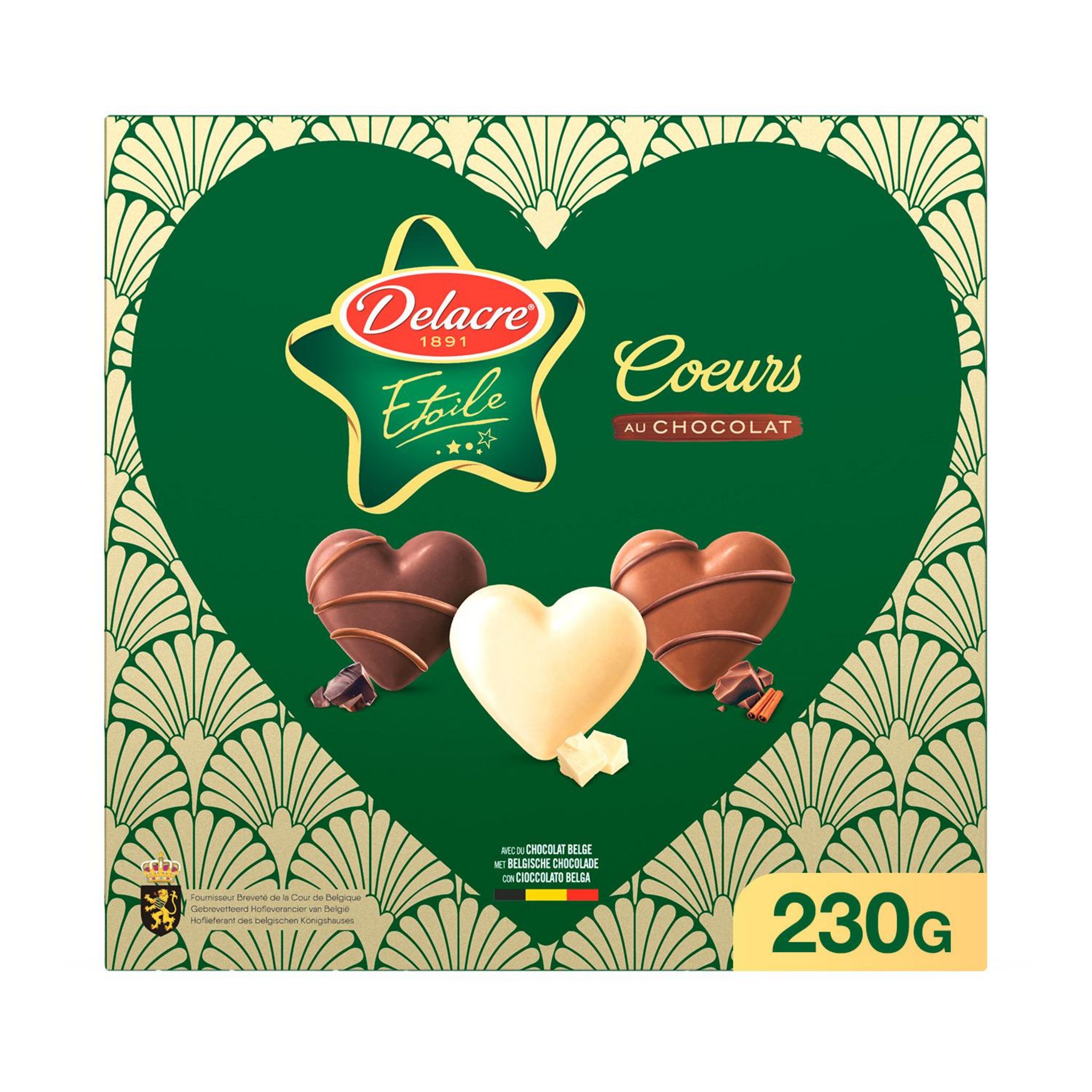 DELACRE Etoile assortiment de biscuits en forme de coeurs au chocolat 36 biscuits 230g