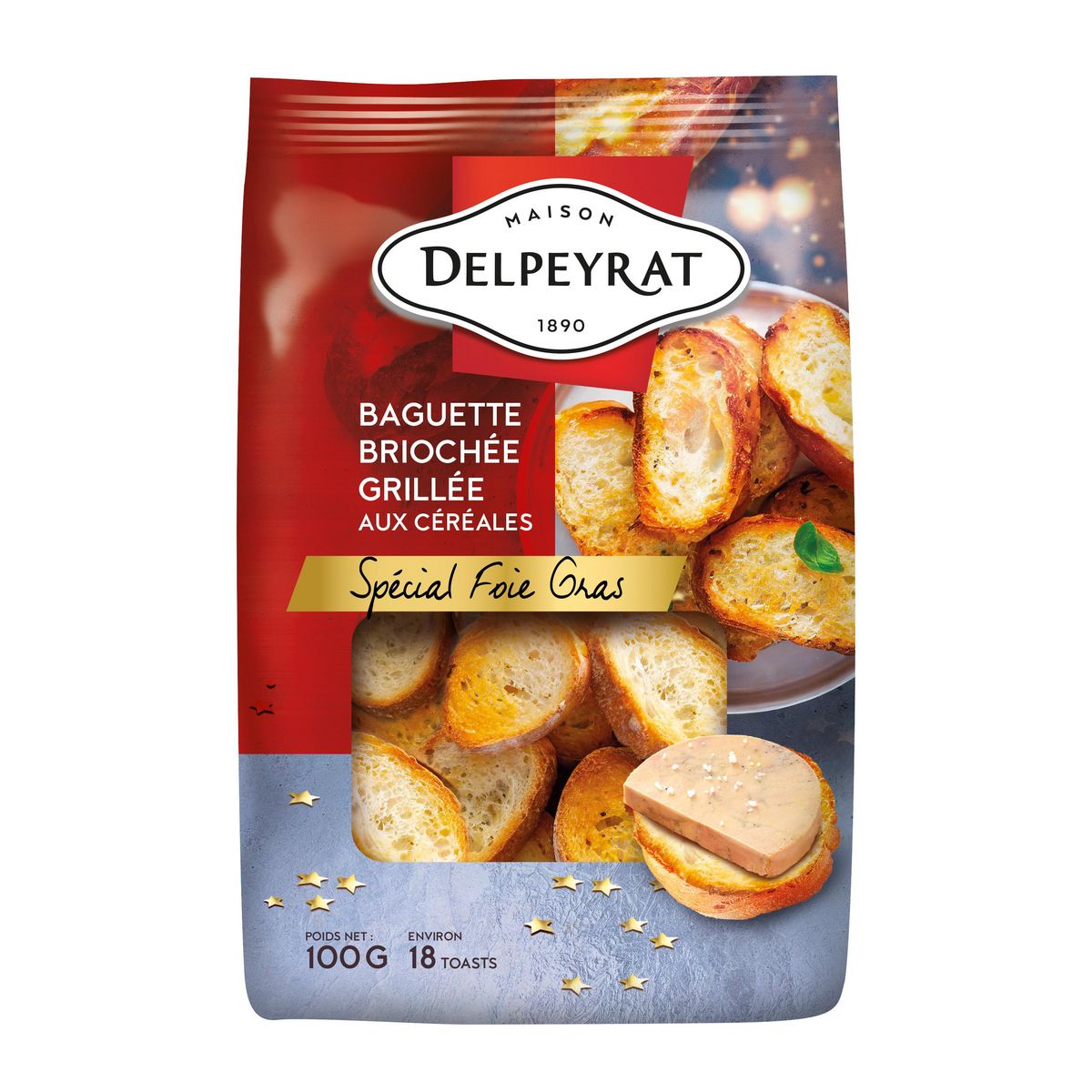 DELPEYRAT Baguette briochée grillée aux céréales spécial foie gras 100g