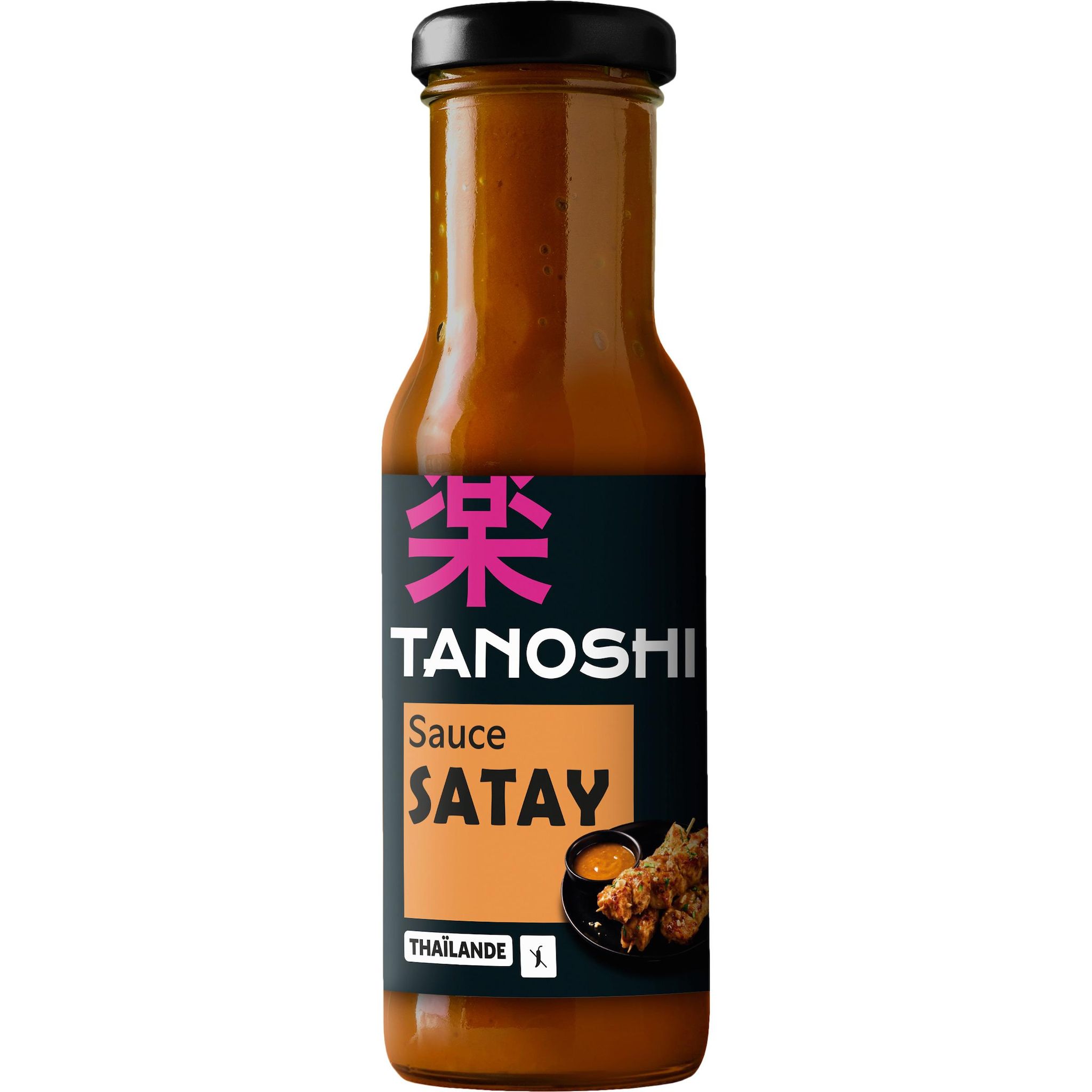 TANOSHI Sauce satay à base de cacahuètes grillées pour brochettes de poulet et légumes 150ml