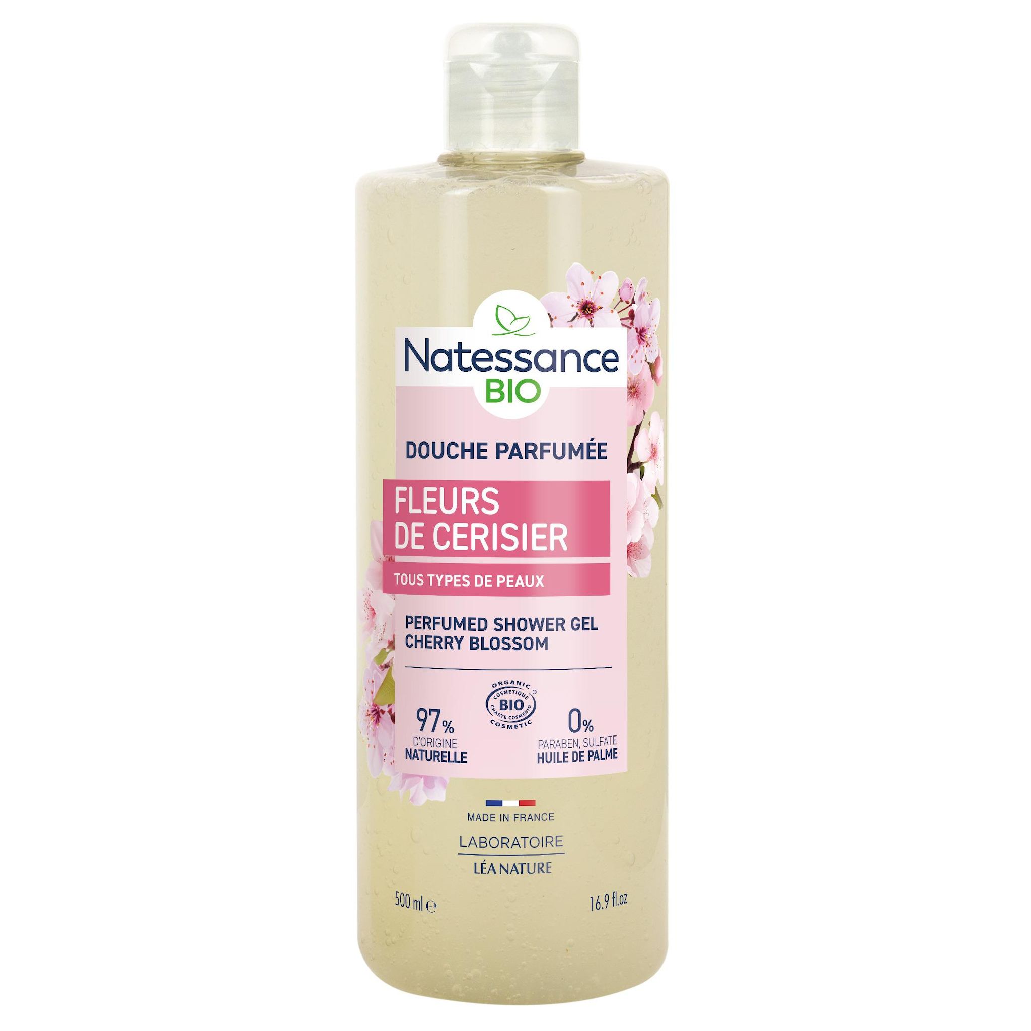 NATESSANCE Douche parfumée fleurs de cerisier bio 500ml