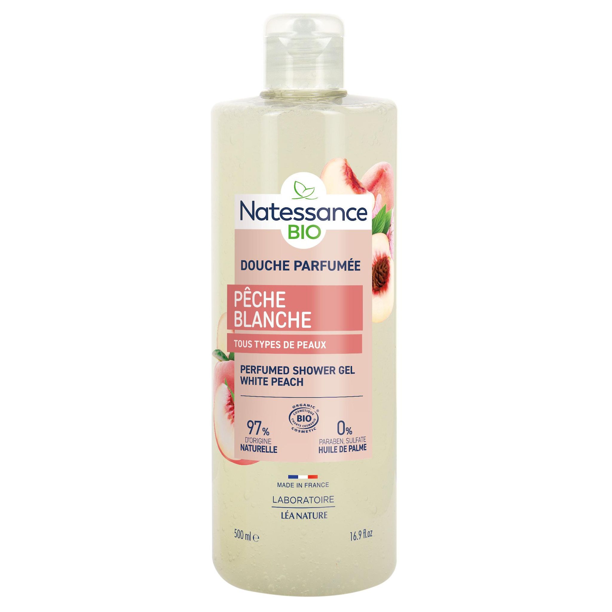 NATESSANCE Douche parfumée pêche blanche bio 500ml