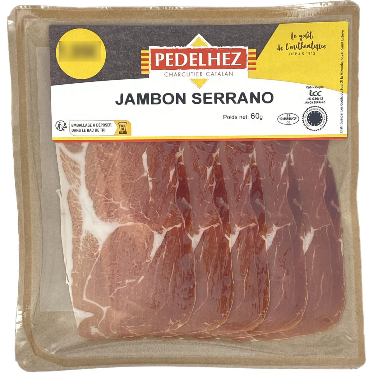PEDELHEZ Jambon de serrano 90g