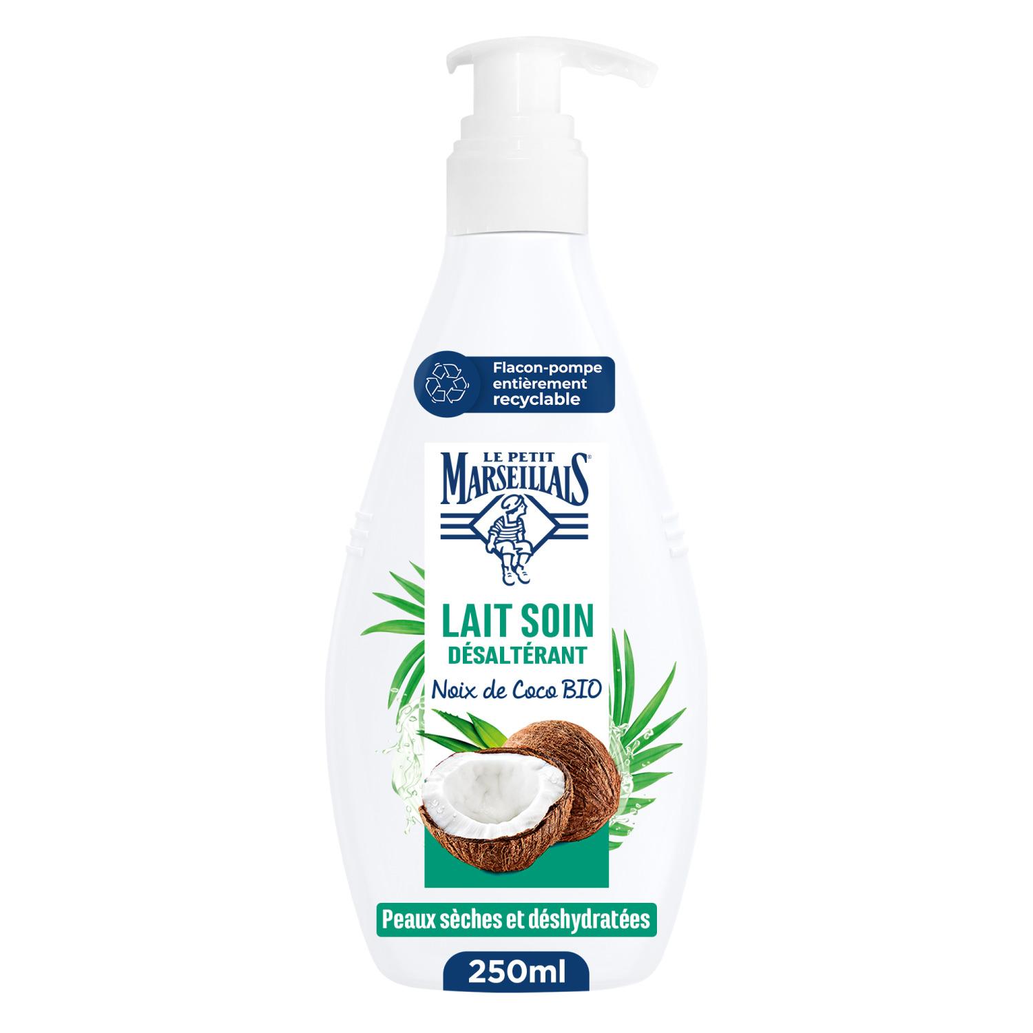 LE PETIT MARSEILLAIS Lait soin hydratation 48h désaltérant à la noix de coco bio peaux sèches et déshydratées 250ml