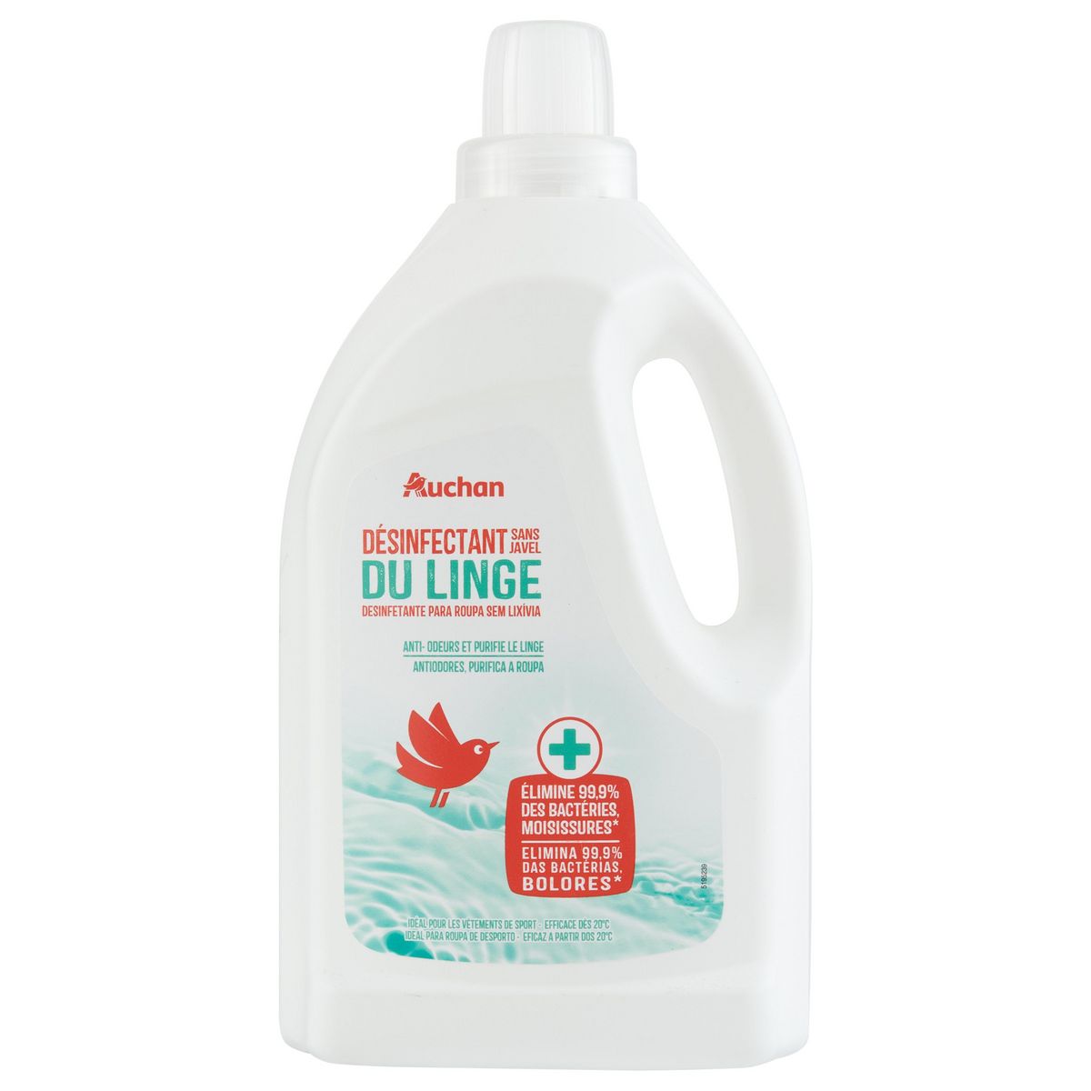 AUCHAN Liquide désinfectant du linge anti-odeurs sans javel 1,5l