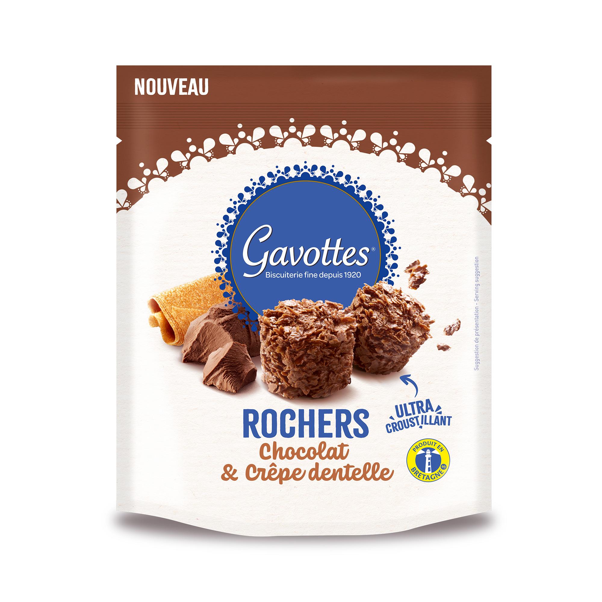 GAVOTTES Bouchées rochers au chocolat au lait et crêpe dentelle en sachet 95g