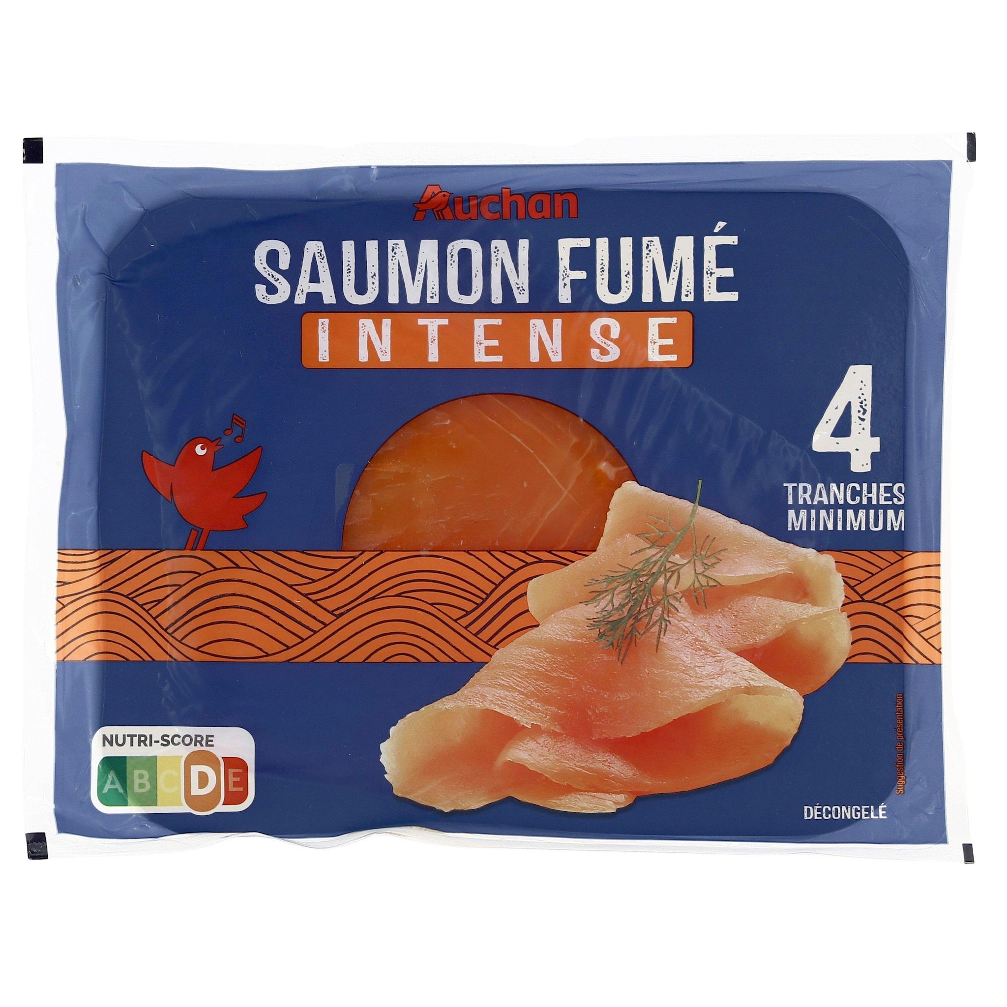 AUCHAN Saumon fumé intense 4 tranches 130g