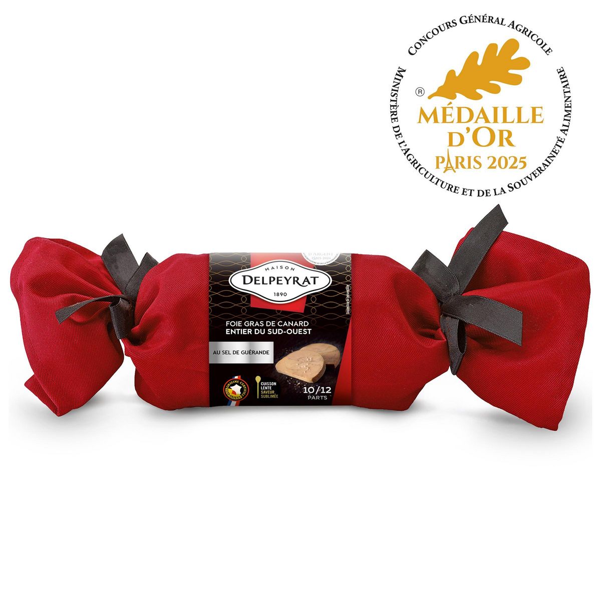 DELPEYRAT Foie gras canard entier igp au sel de guérande torchon 10/12 parts 360g