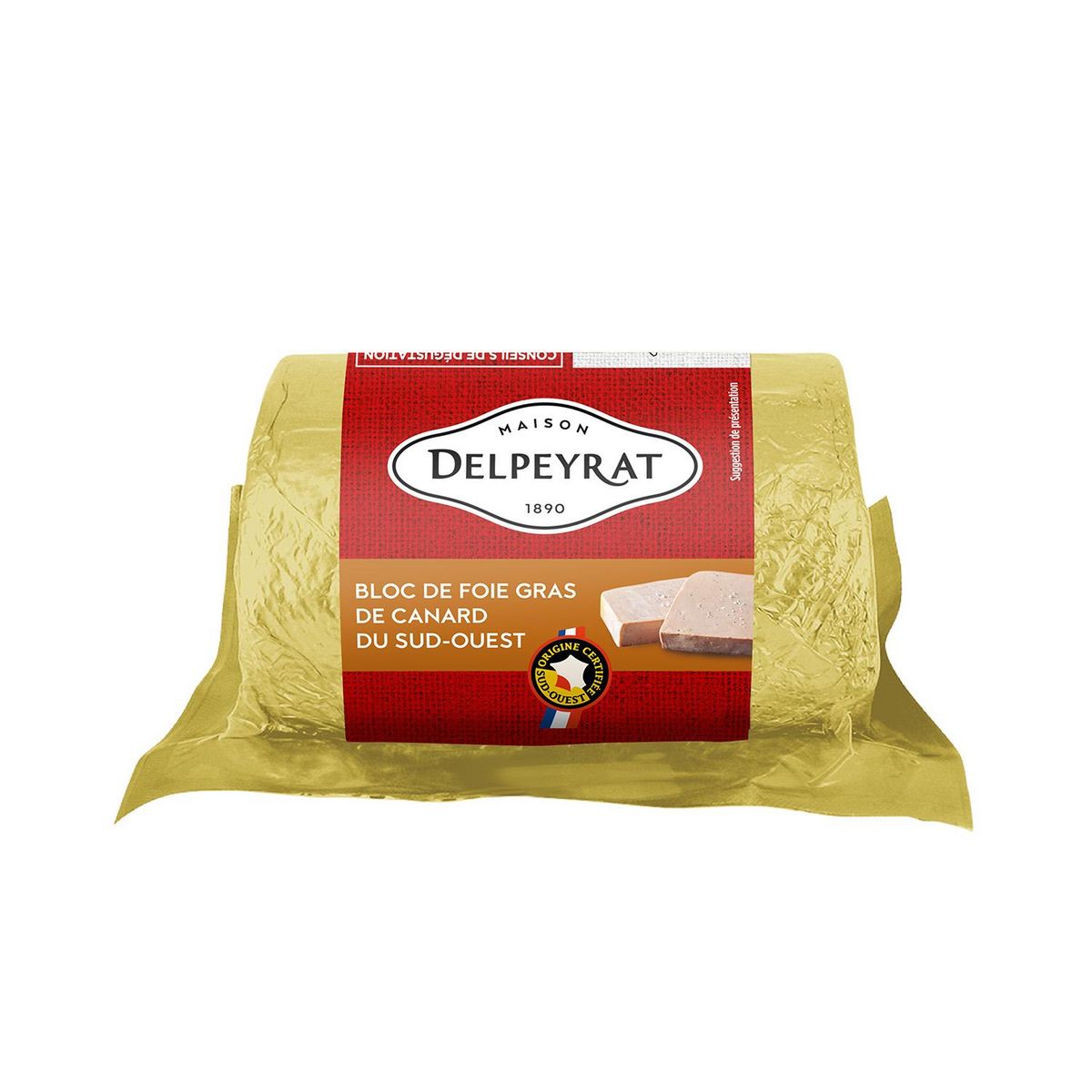 DELPEYRAT Bloc de foie gras de canard du Sud-Ouest sous vide 460g
