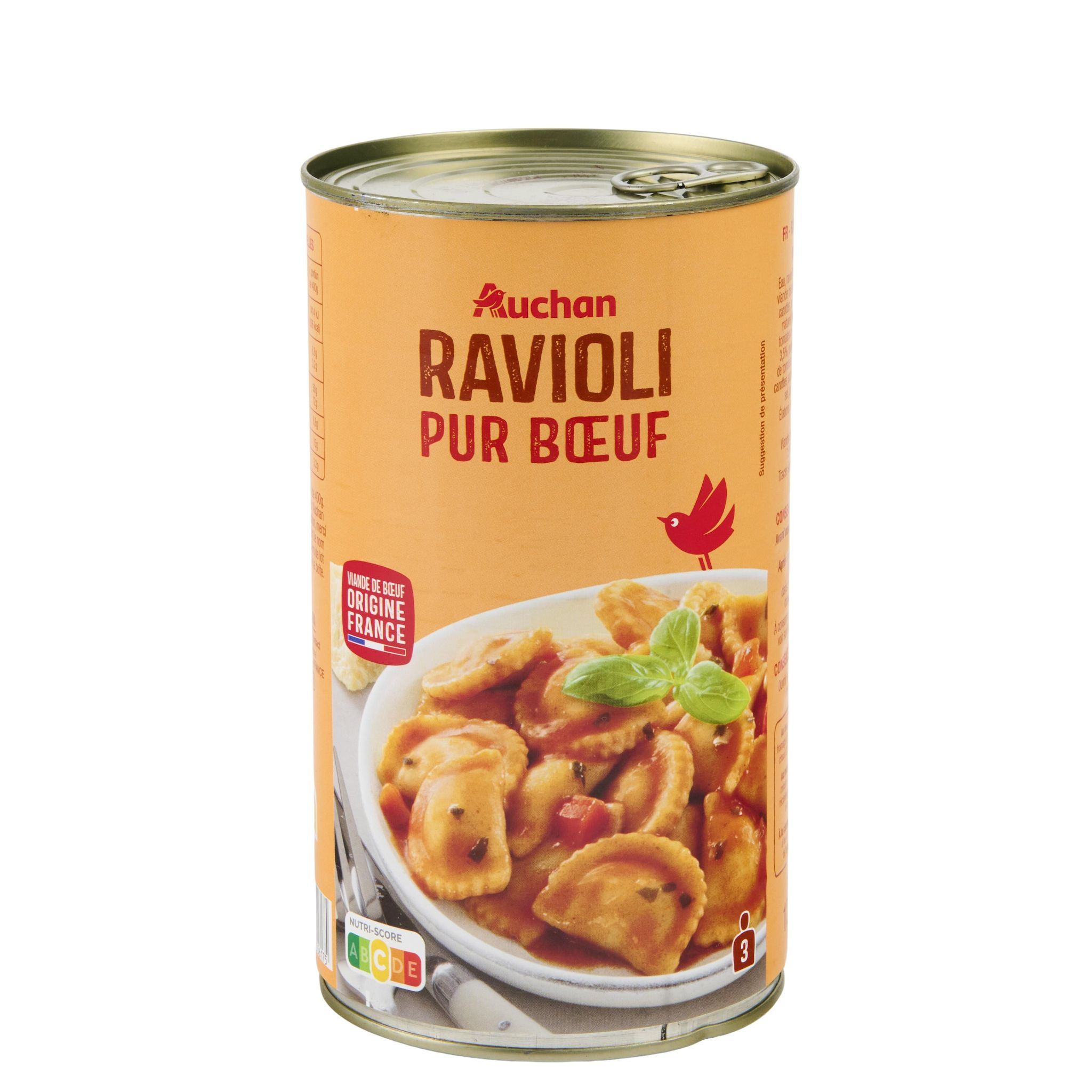 Voir la diapositive 4 : AUCHAN Ravioli pur boeuf 3 portions 1.2kg
