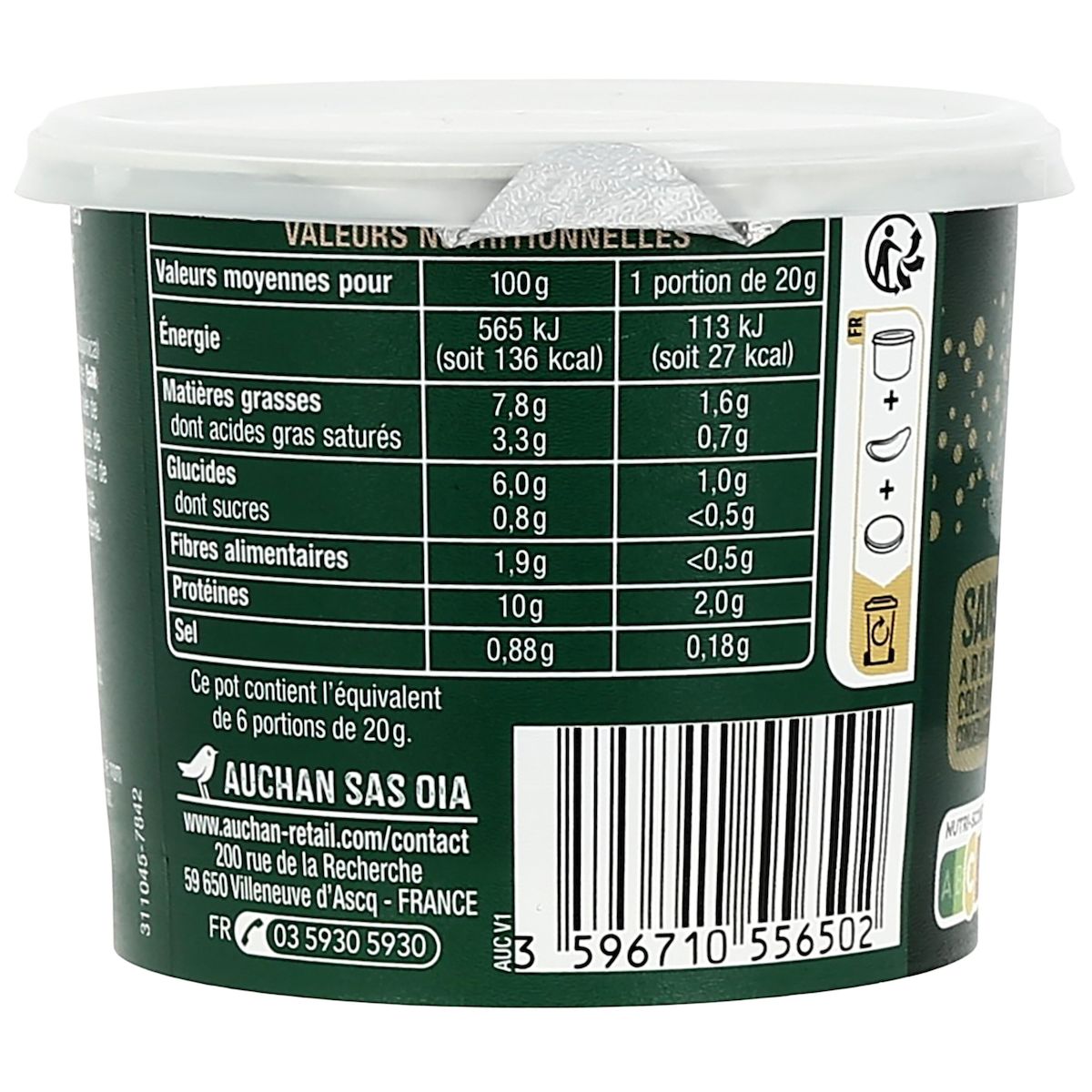 AUCHAN Rillettes de saint jacques au beurre blanc 120g