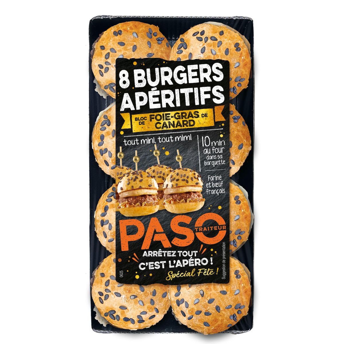 PASO Burgers apéritifs bloc de foie gras de canard 8 pièces 135g