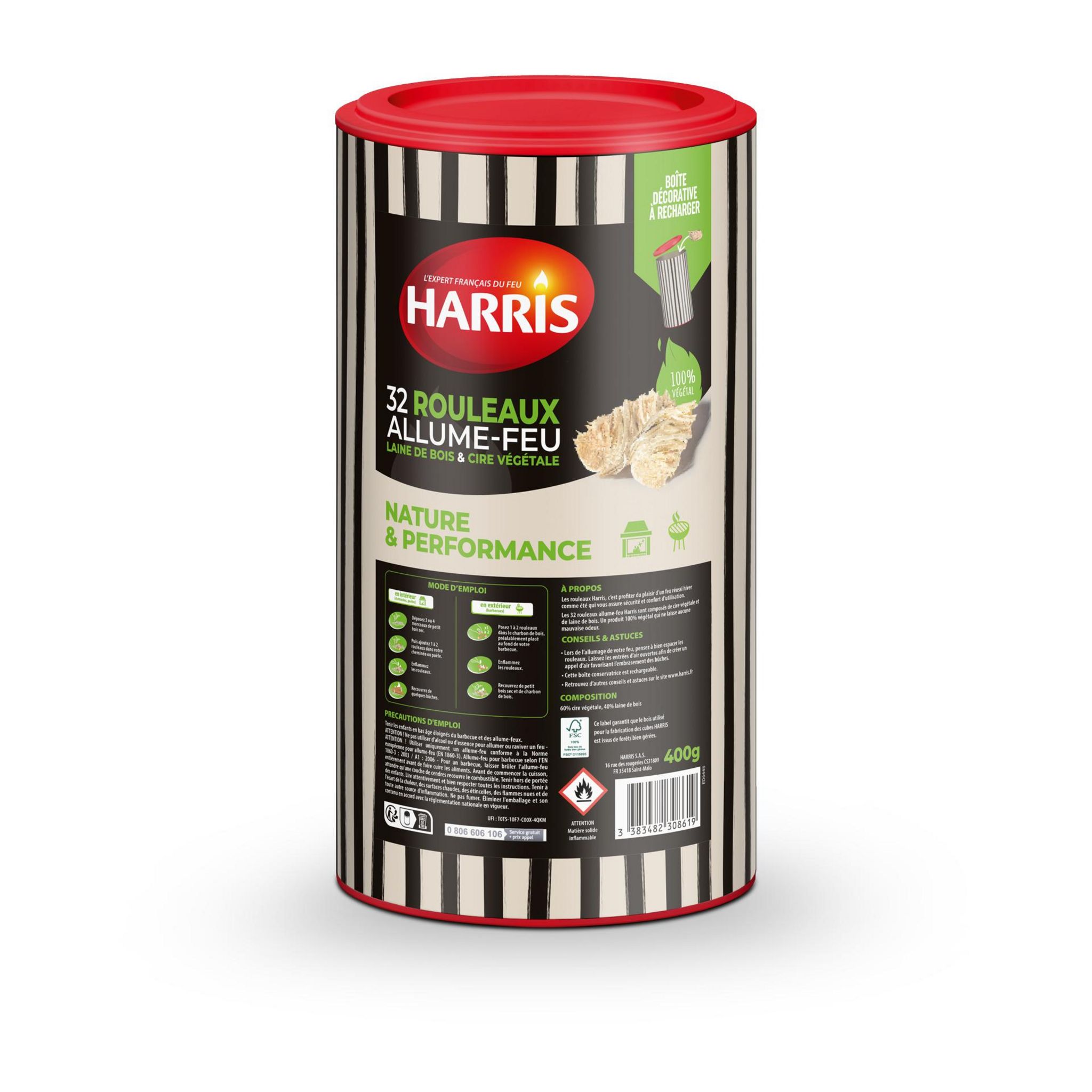 HARRIS Allume-feu en rouleau fsc100% 32 pièces