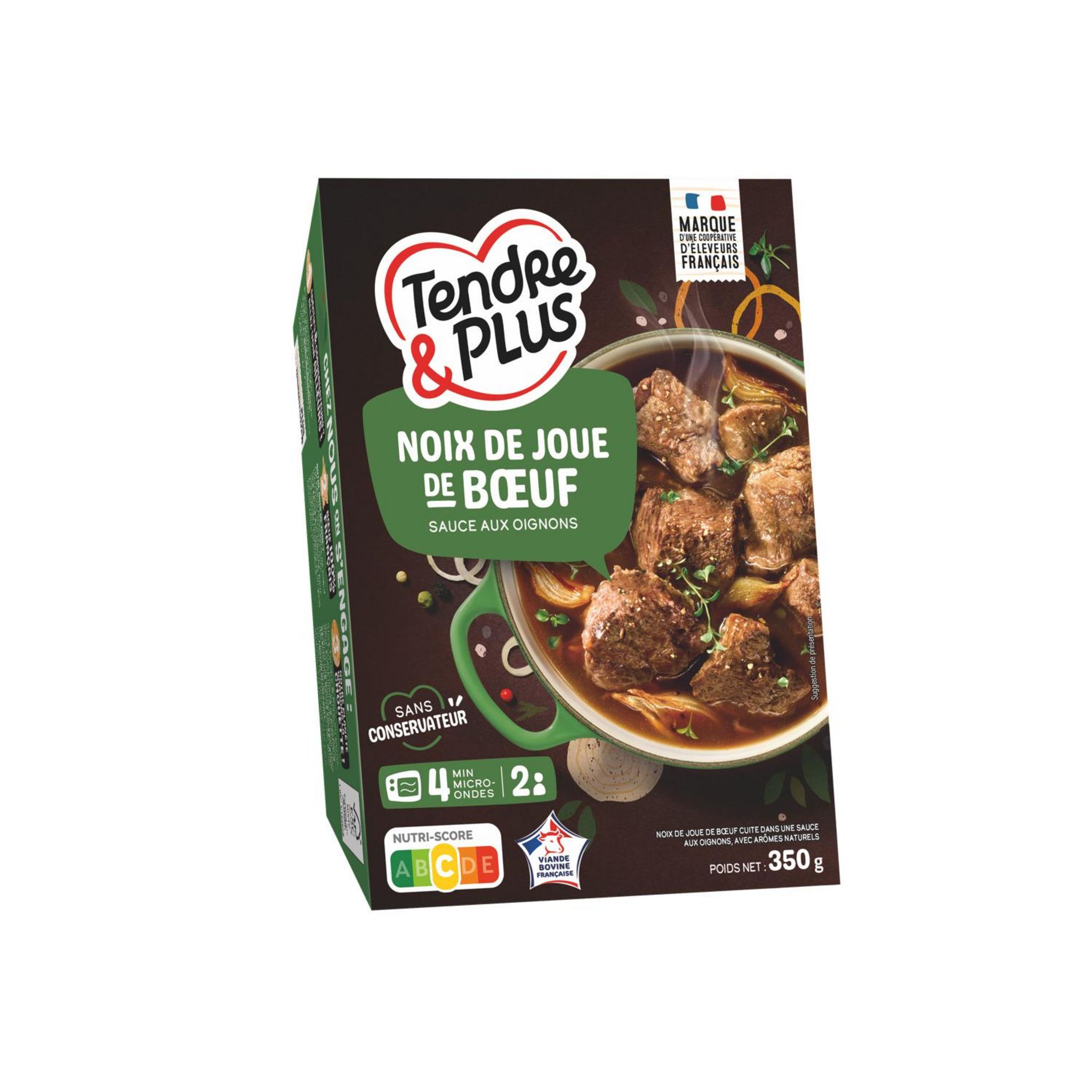 TENDRE & PLUS Noix de joue de bœuf cuite aux oignons 350g