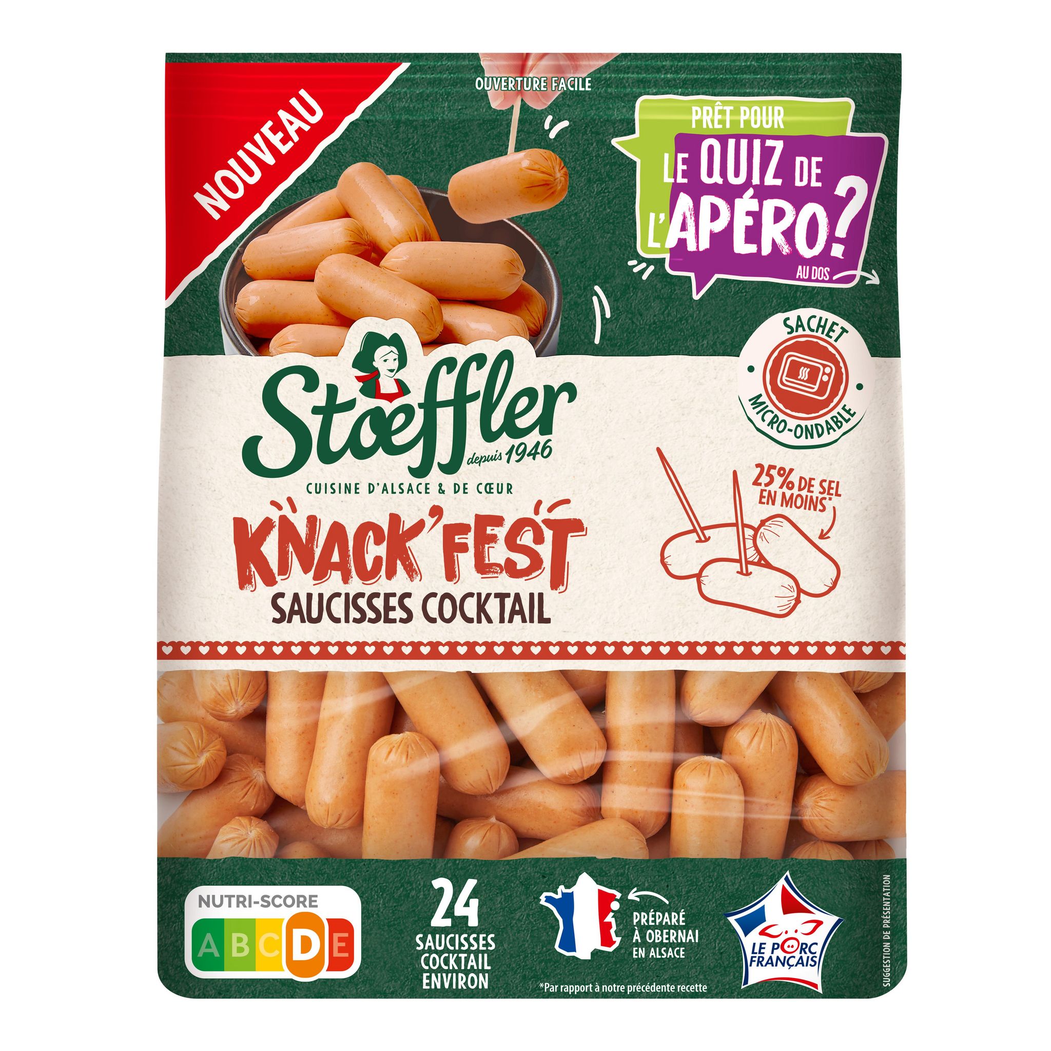 STOEFFLER Knack'fest saucisses cocktail Environ 24 pièces 240g