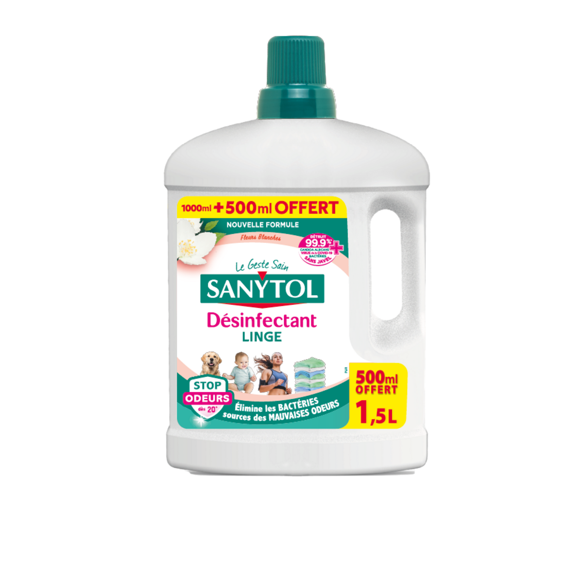 SANYTOL Désinfectant liquide fleurs blanches 1,5l