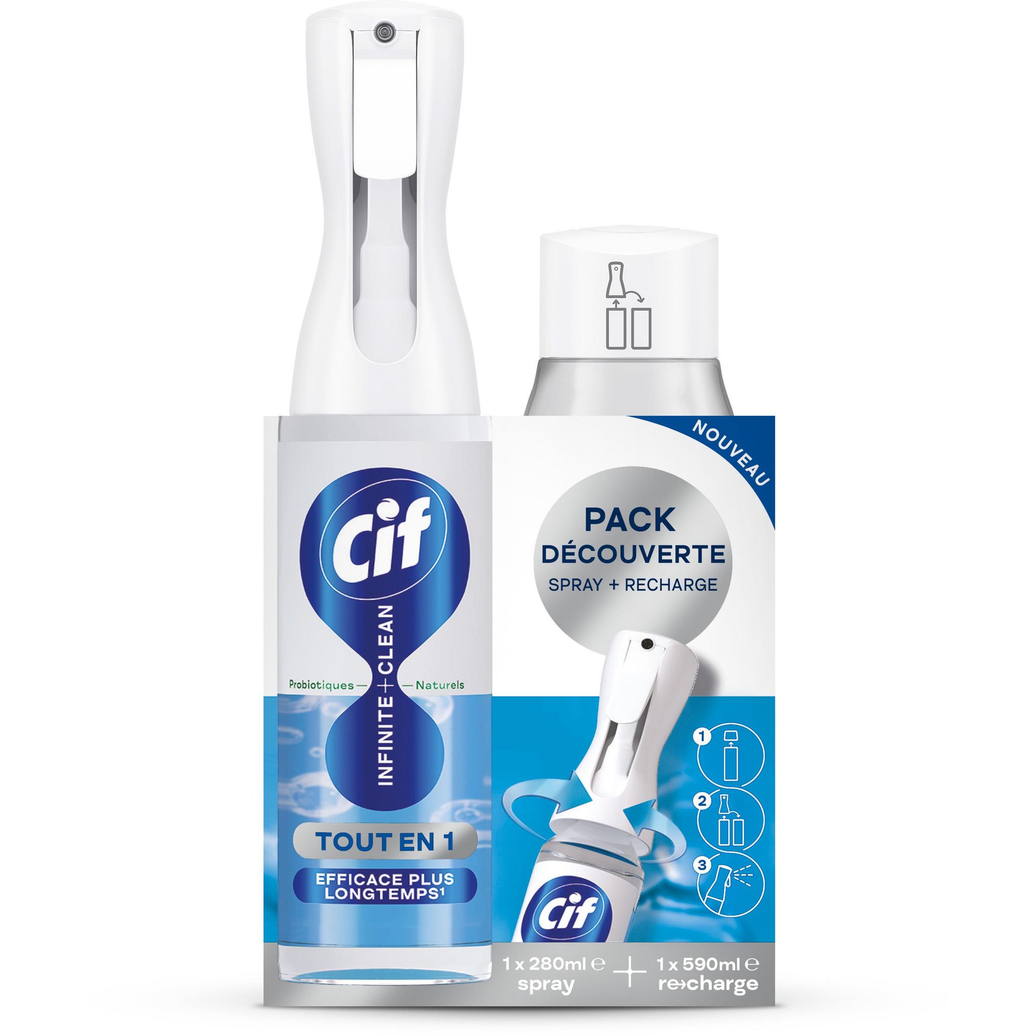 CIF Atomiseur tout en 1 efficace plus longtemps 870ml