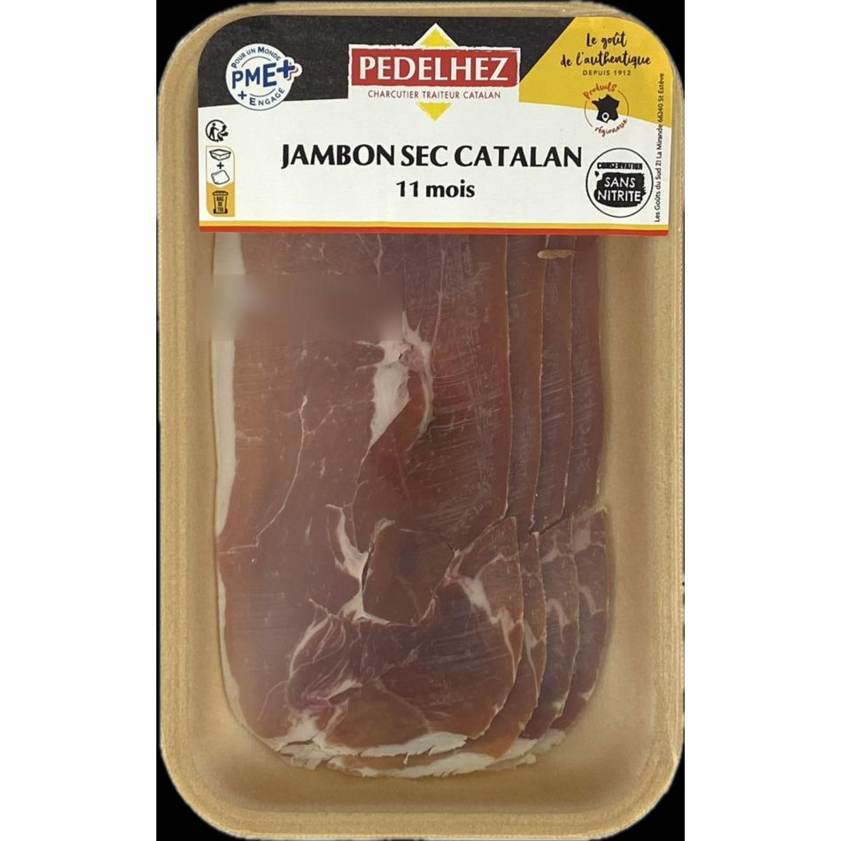 PEDELHEZ Jambon sec catalan 11  mois en tranches 100g