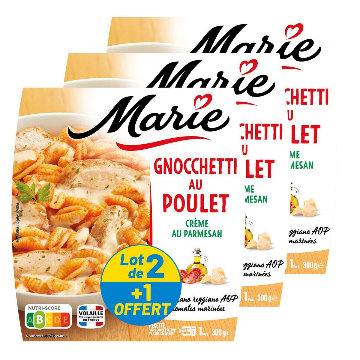 MARIE Gnocchetti au poulet crème au parmesan 2+1 offert 3x300g