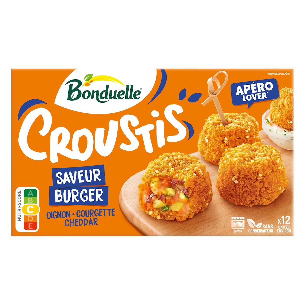 BONDUELLE Croustis de légumes et fromage saveur burger 10-12 pièces 240g