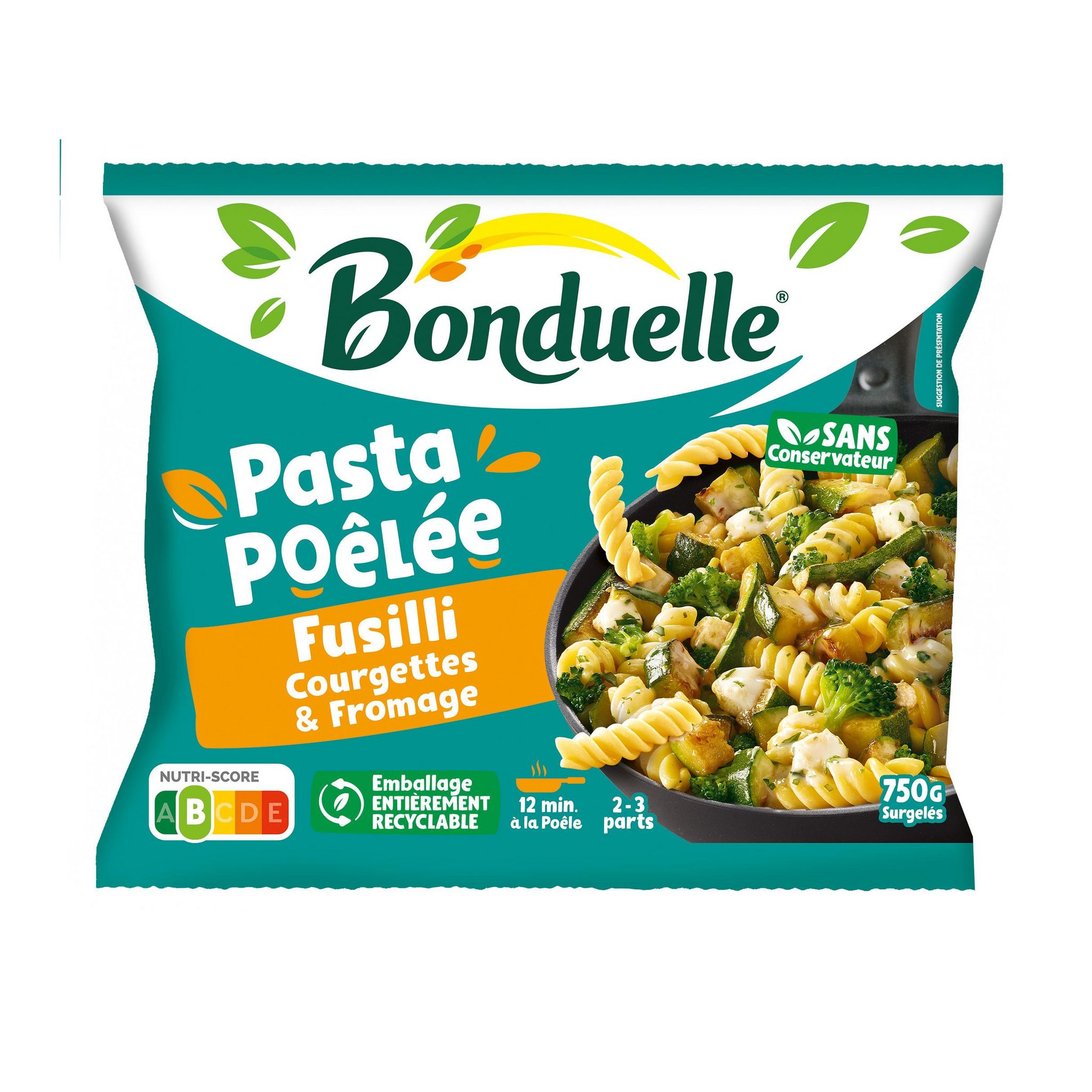 BONDUELLE Pasta poêlée fusilli courgettes fromage 750g