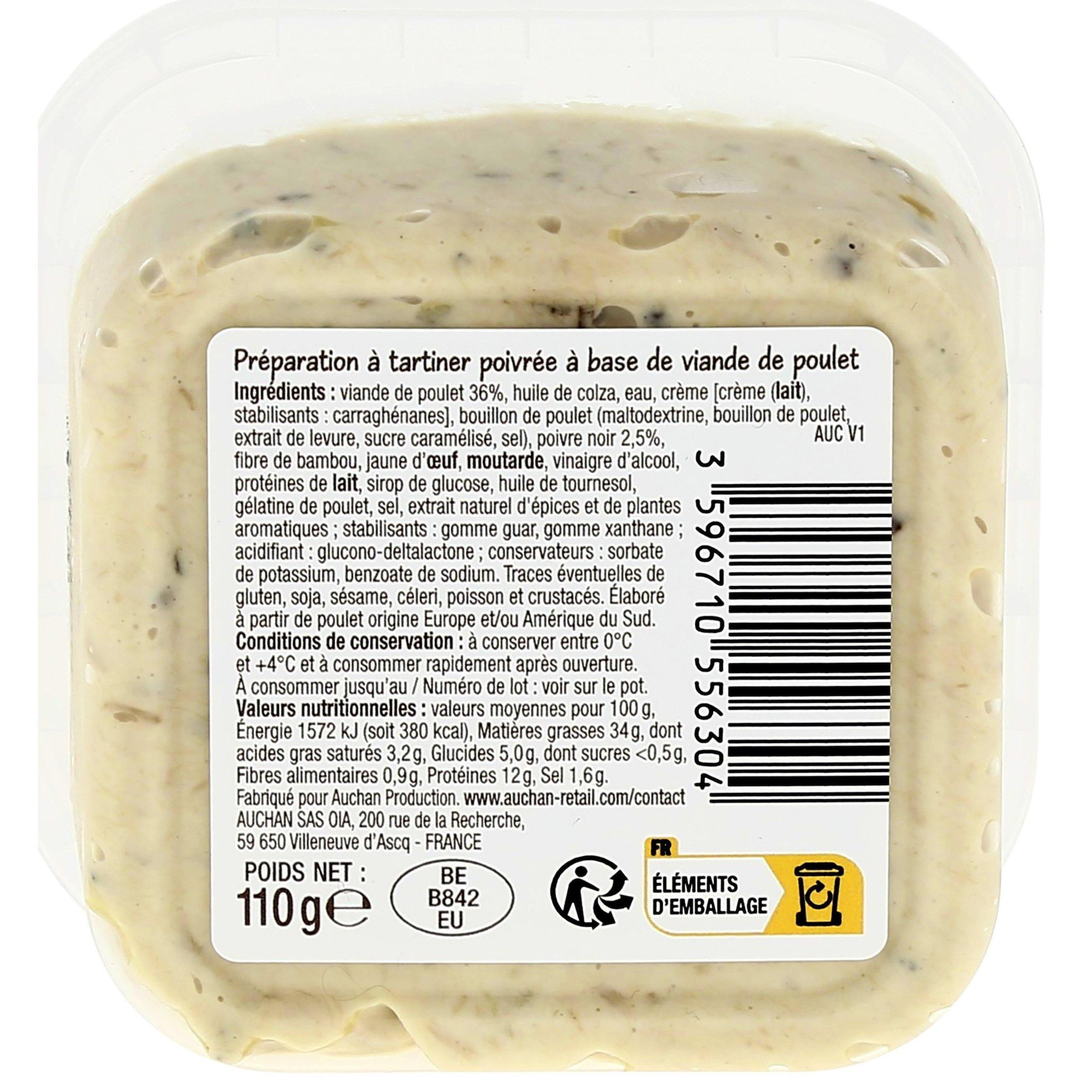 Voir la diapositive 2 : POUCE Tartinable poulet poivre 110g