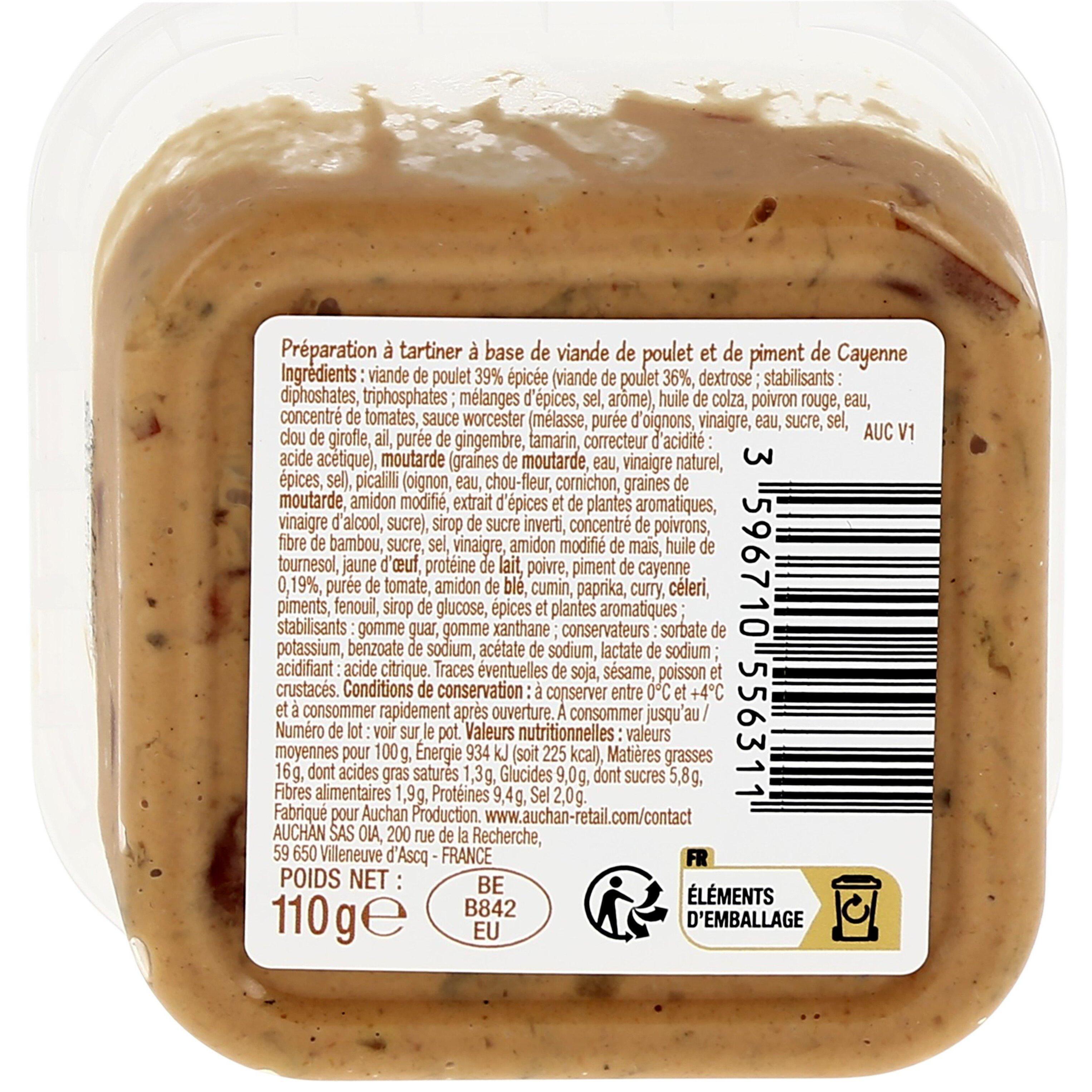Voir la diapositive 3 : POUCE Tartinable poulet pita piquant 110g
