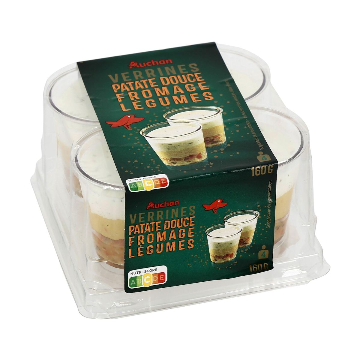 AUCHAN Verrines patate douce fromage légumes 4 pièces 160g