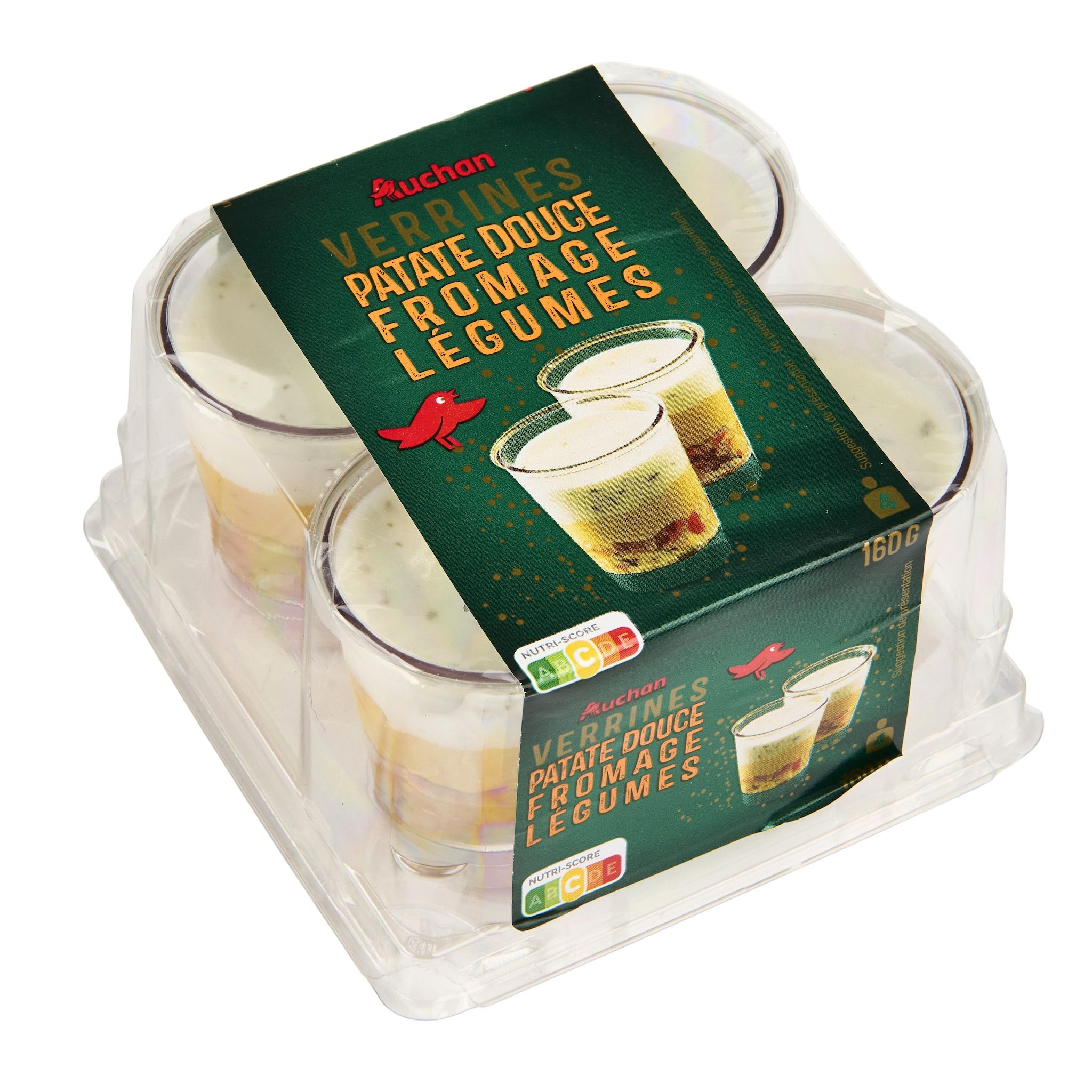 Voir la diapositive 2 : AUCHAN Verrines patate douce fromage légumes 4 pièces 160g