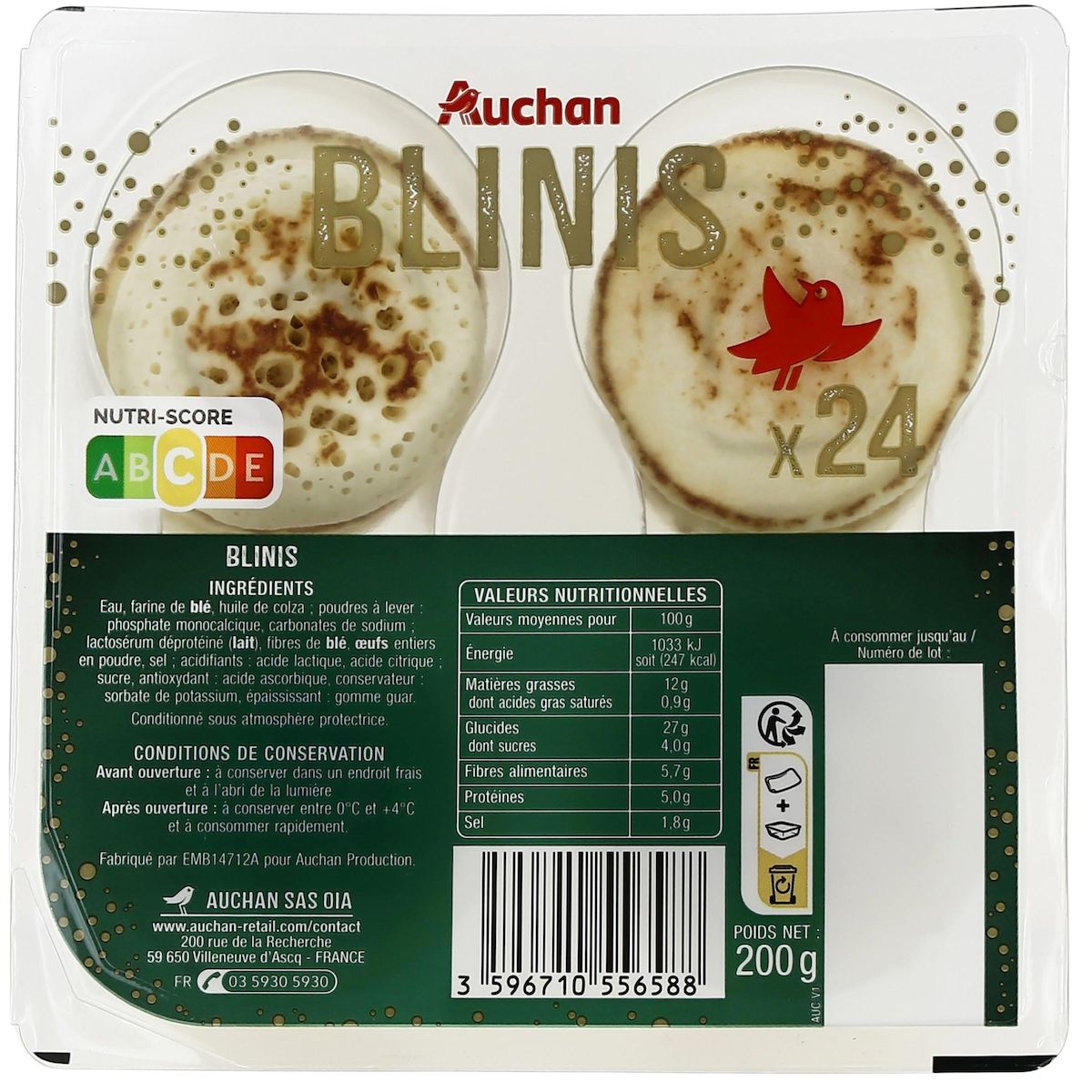 AUCHAN Blinis ambiants x24 200g