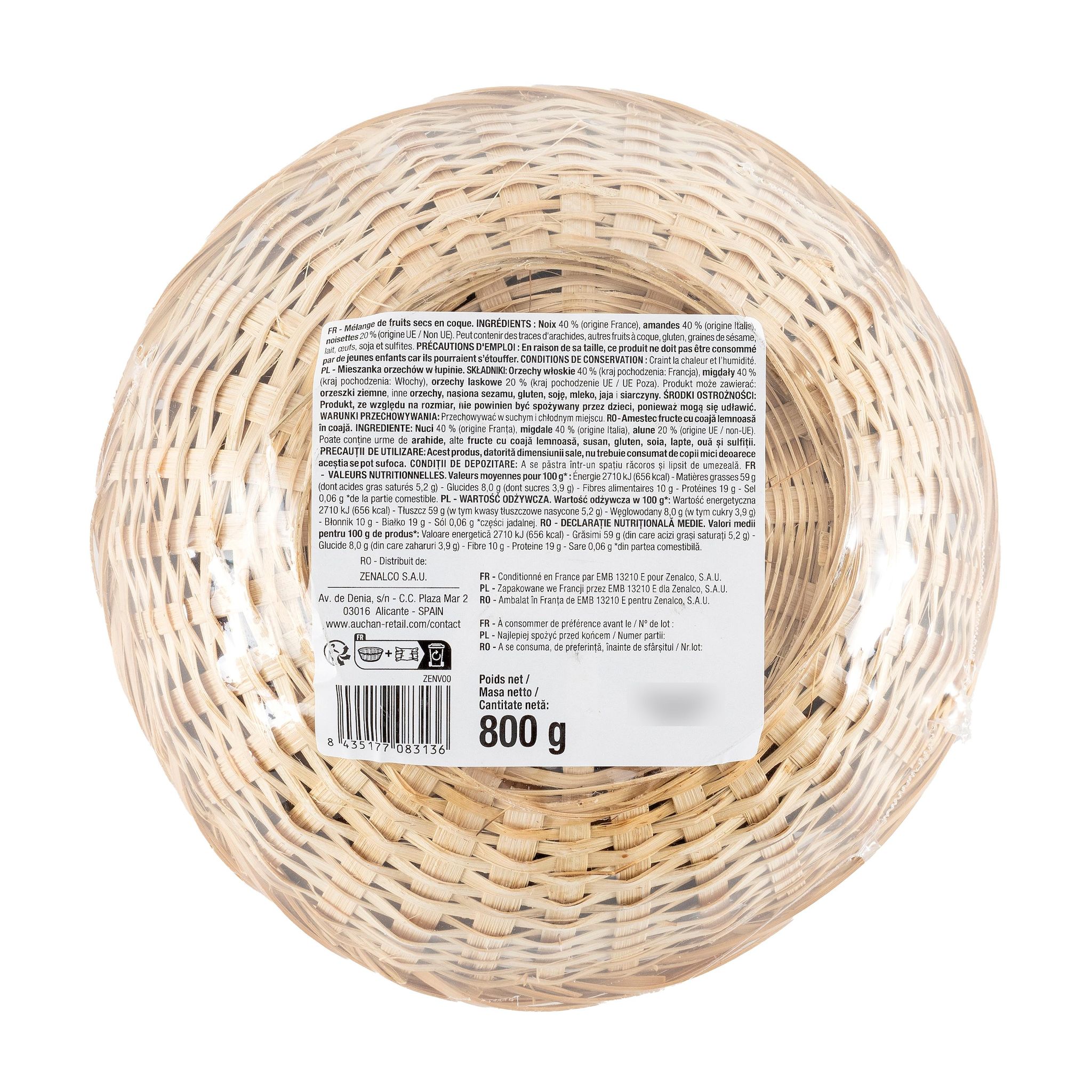 Voir la diapositive 2 : AUCHAN Corbeille 3 coques 800g