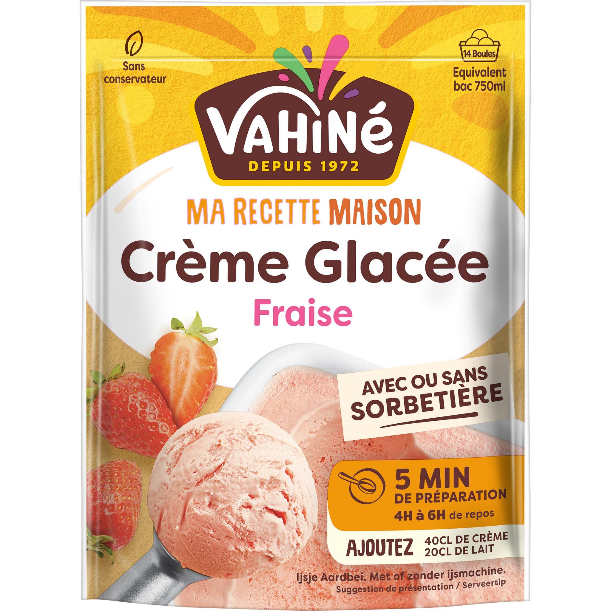 VAHINE Préparation pour crème glacée à la fraise 200g