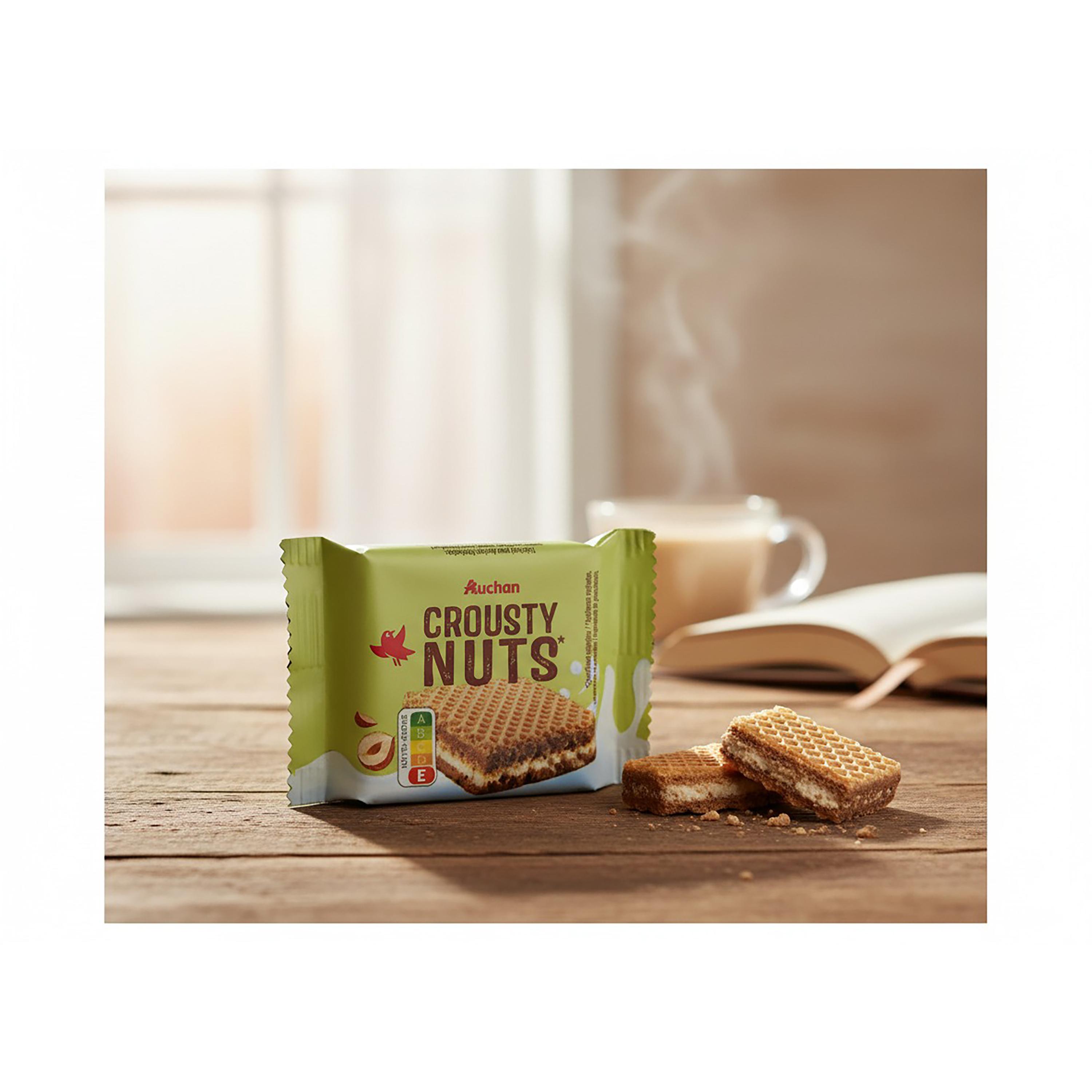 Voir la diapositive 6 : AUCHAN Gaufrettes crousty nuts fourrées au chocolat au lait et noisettes 6x25g 150g