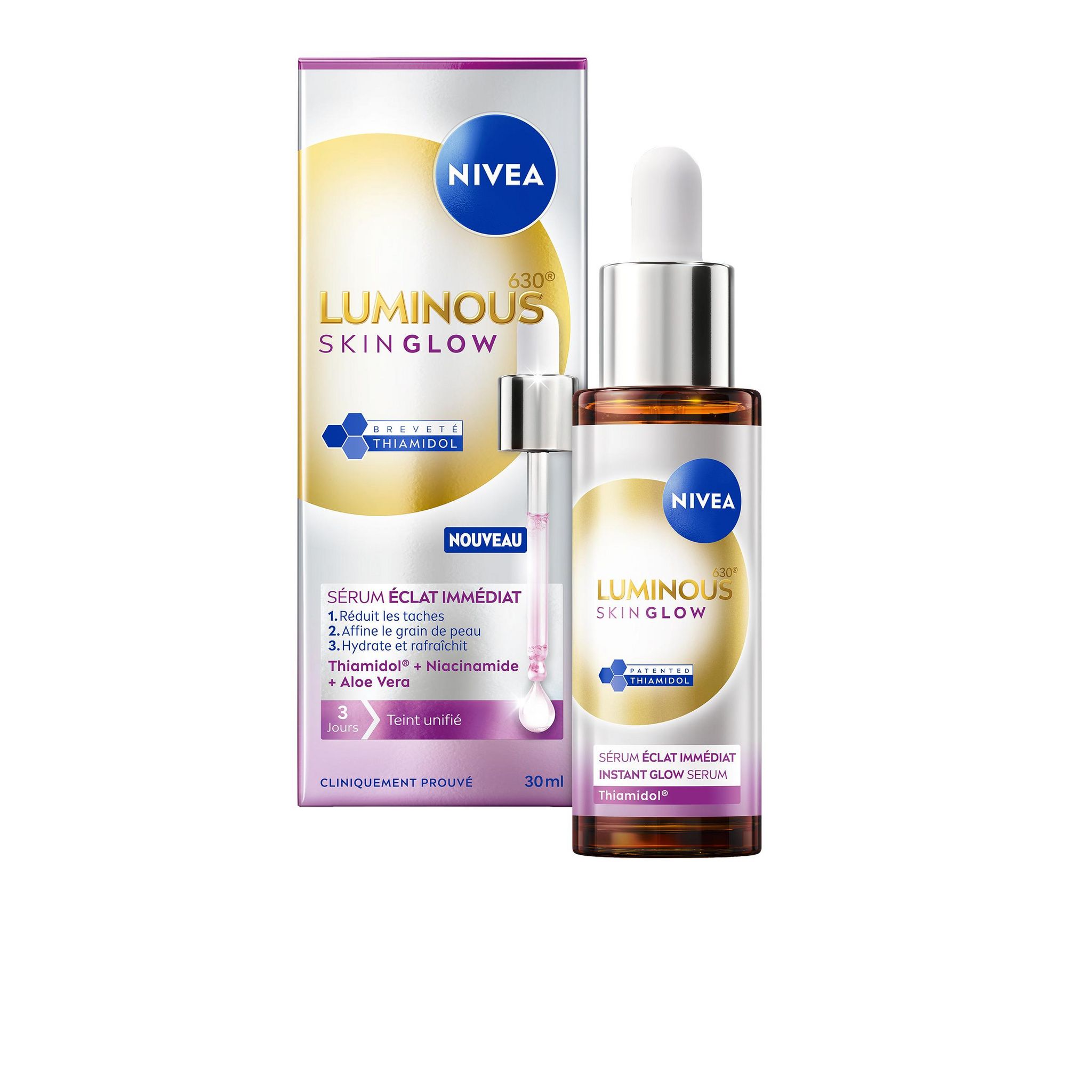 Voir la diapositive 2 : NIVEA Luminous Skin Glow Sérum éclat immédiat 30ml