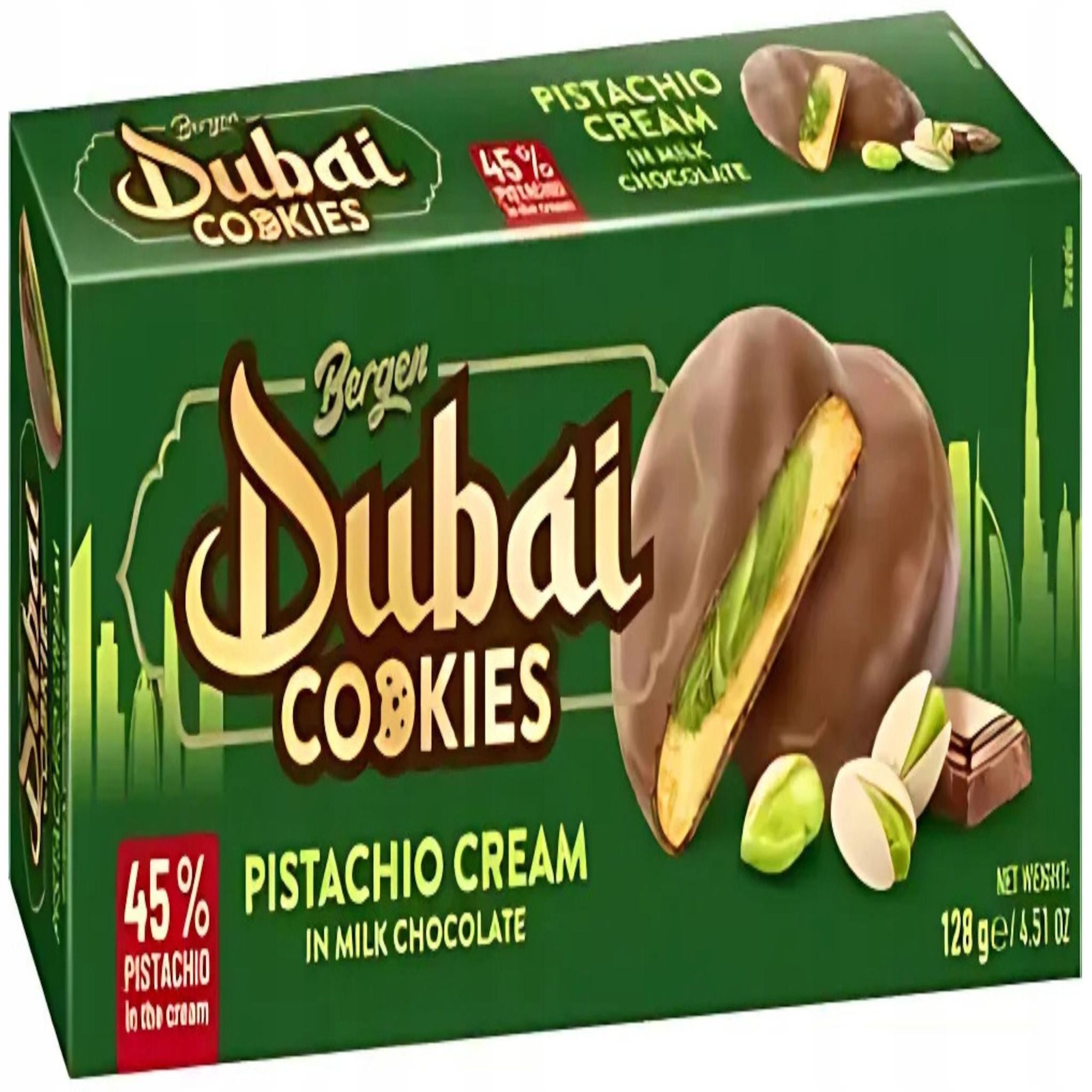 BERGEN Cookies dubai style sablés au chocolat et à la pistache 128g