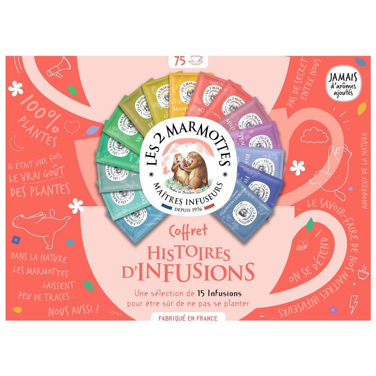 LES 2 MARMOTTES Coffret Histoires d'Infusions 75 sachets 116g