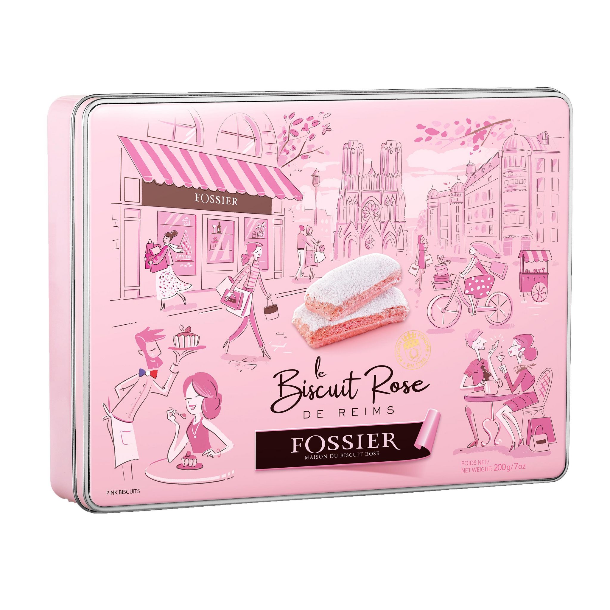 FOSSIER Biscuit rose de Reims boîte métal 200g