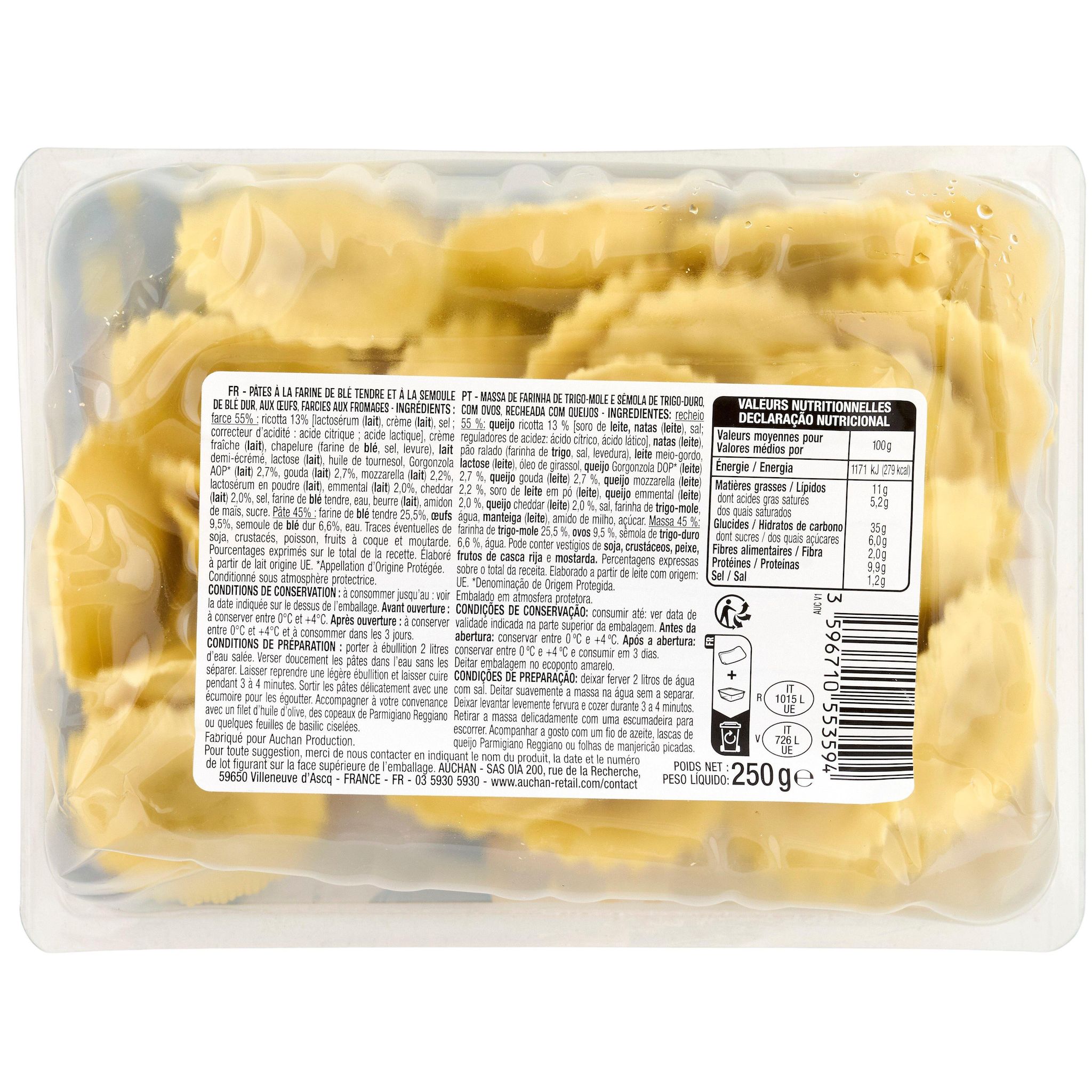 Voir la diapositive 2 : AUCHAN Girasole aux fromages 2 parts 250g