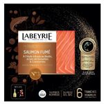 LABEYRIE Saumon fumé de Norvège avec bouteille d'huile infusée au basilic et sachet de noisette grillée et cranberry 6 tranches 210g