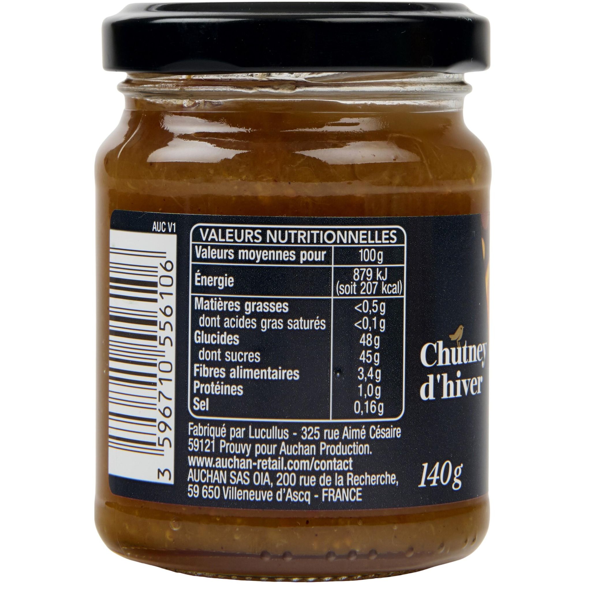 Voir la diapositive 4 : AUCHAN COLLECTION Chutney d'hiver 140g