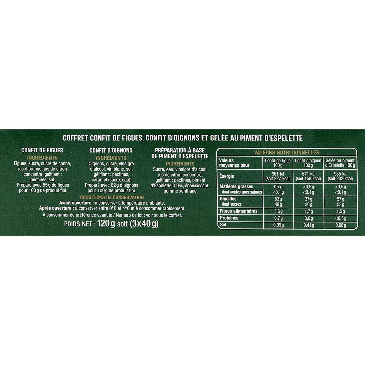 AUCHAN Coffret de 3 confits spécial foie gras 120g