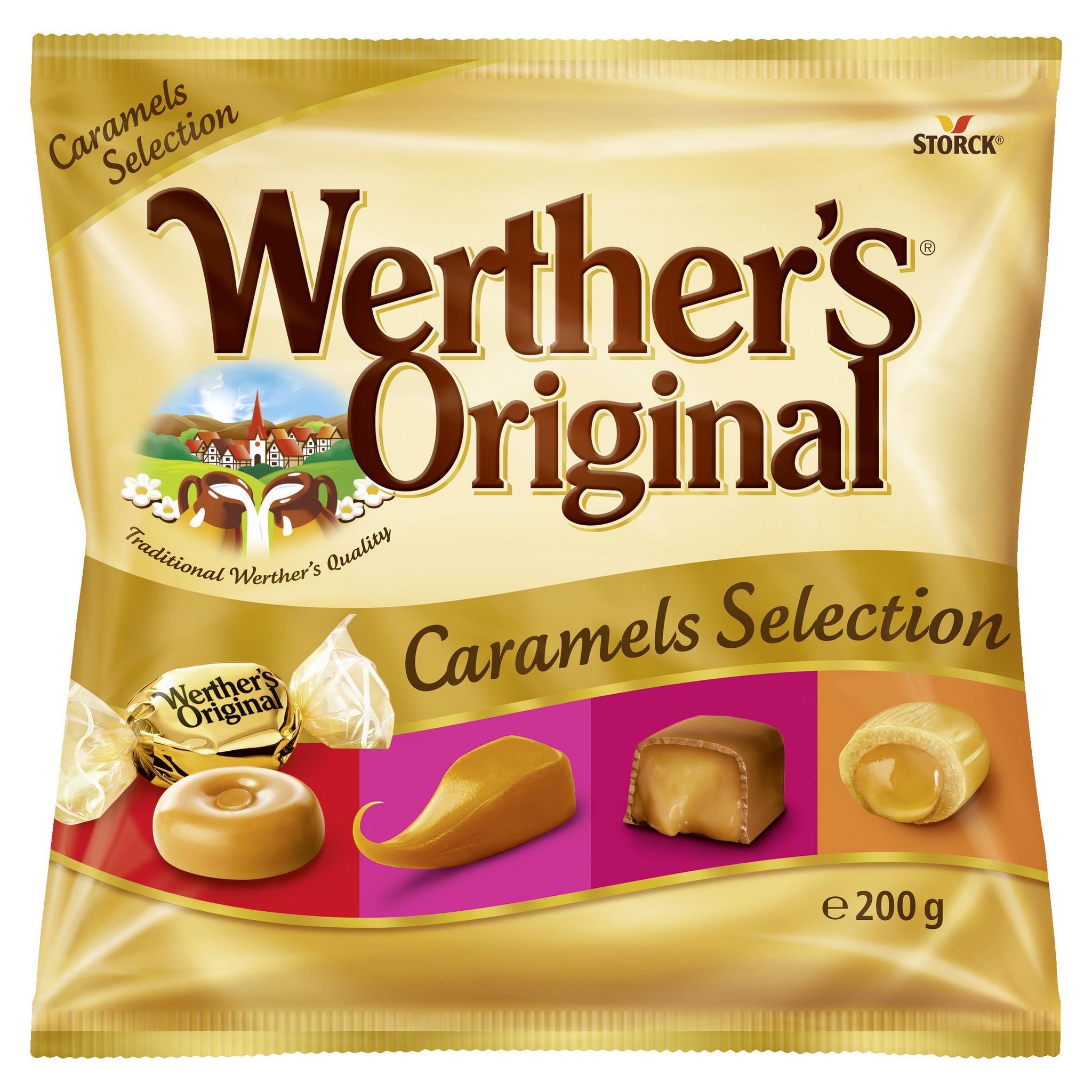 WERTHER'S Assortiment de bonbons au caramel enrobés de chocolat au lait 200g