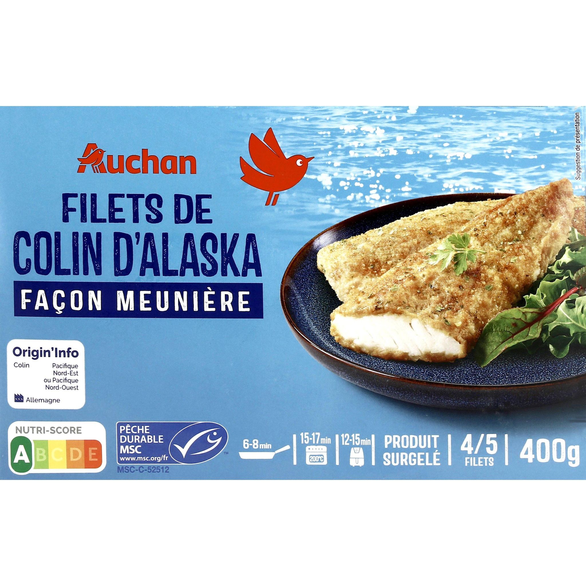 AUCHAN Filet de colin d'alaska meunière d'Alaska 400g