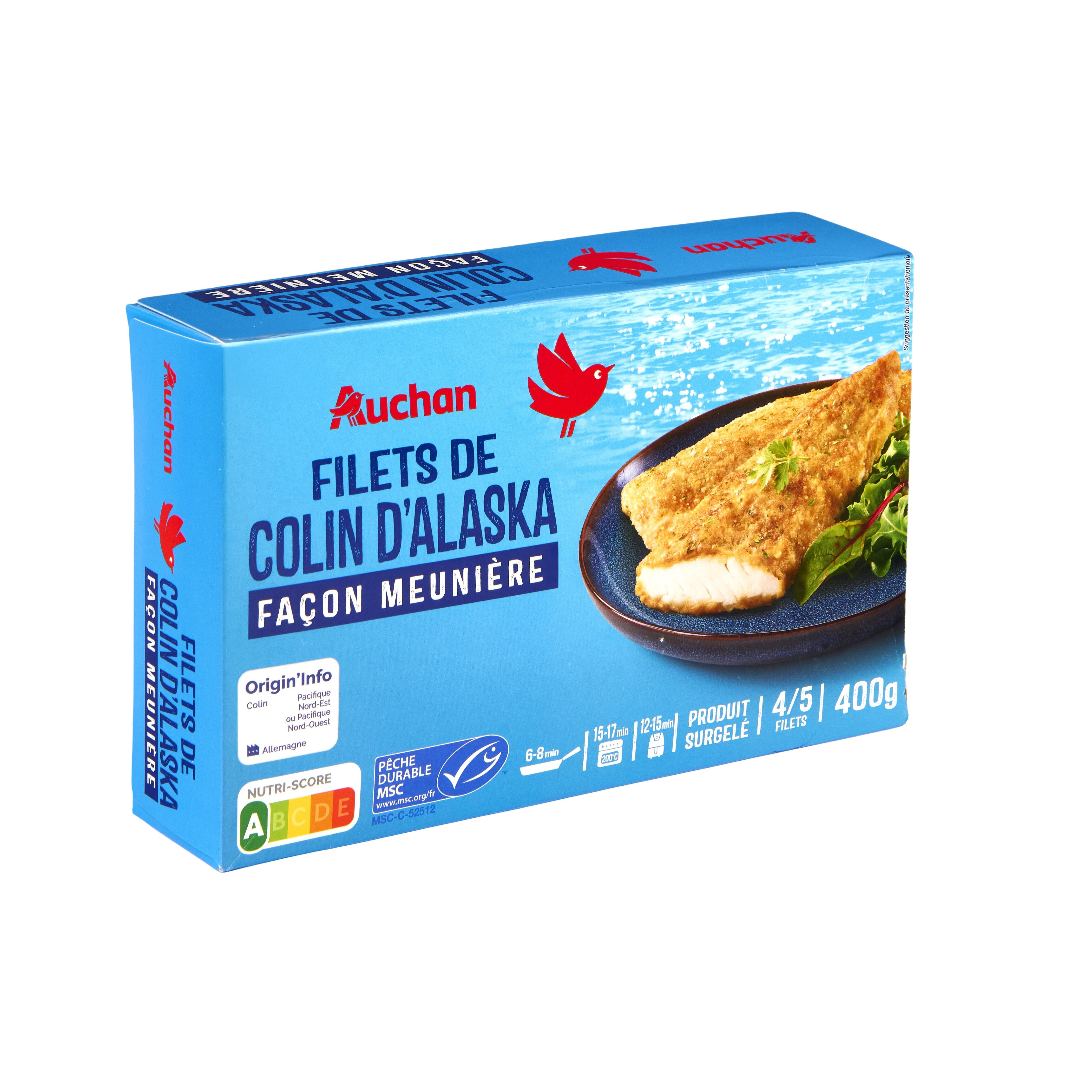 Voir la diapositive 4 : AUCHAN Filet de colin d'alaska meunière d'Alaska 400g